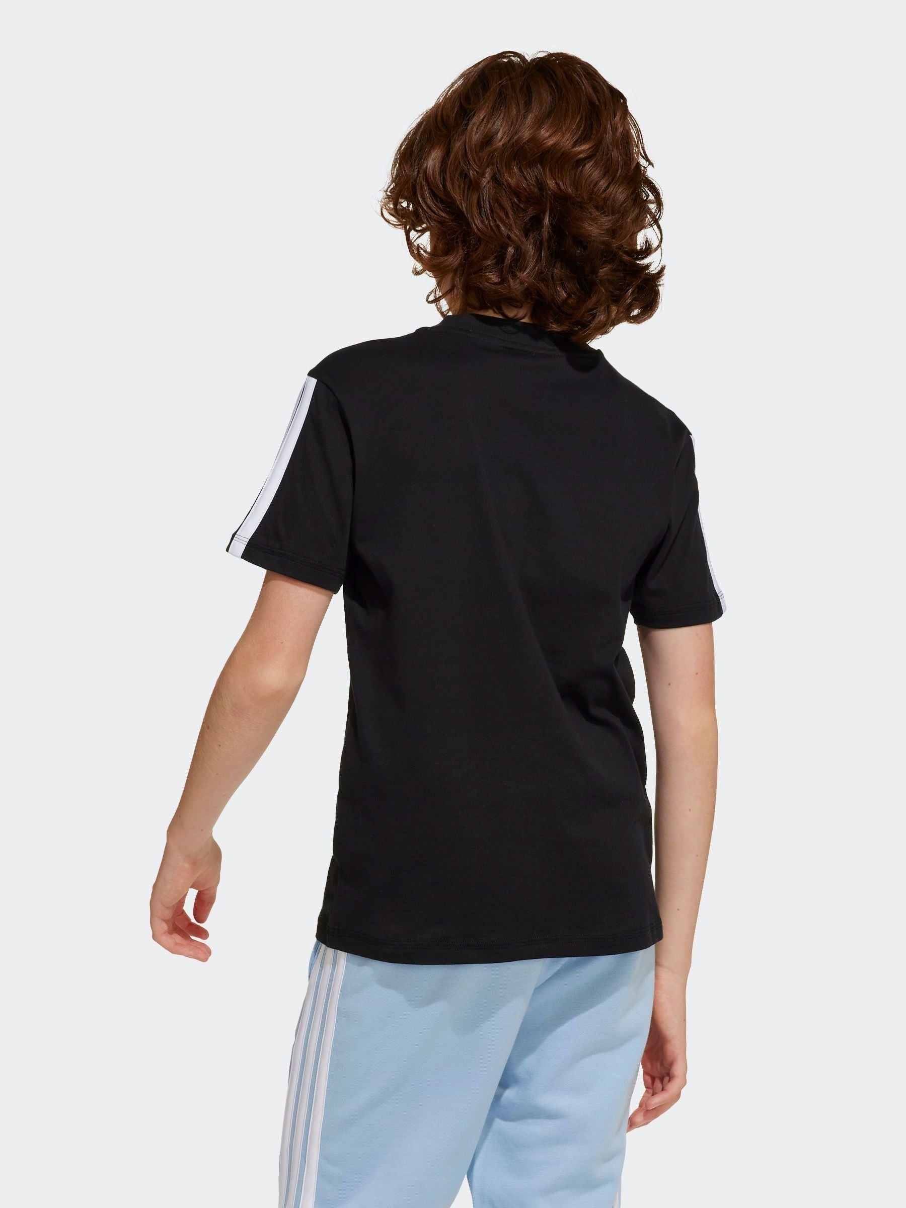 adidas Black Essentials 3 Stripes 100% Cotton T-Shirt