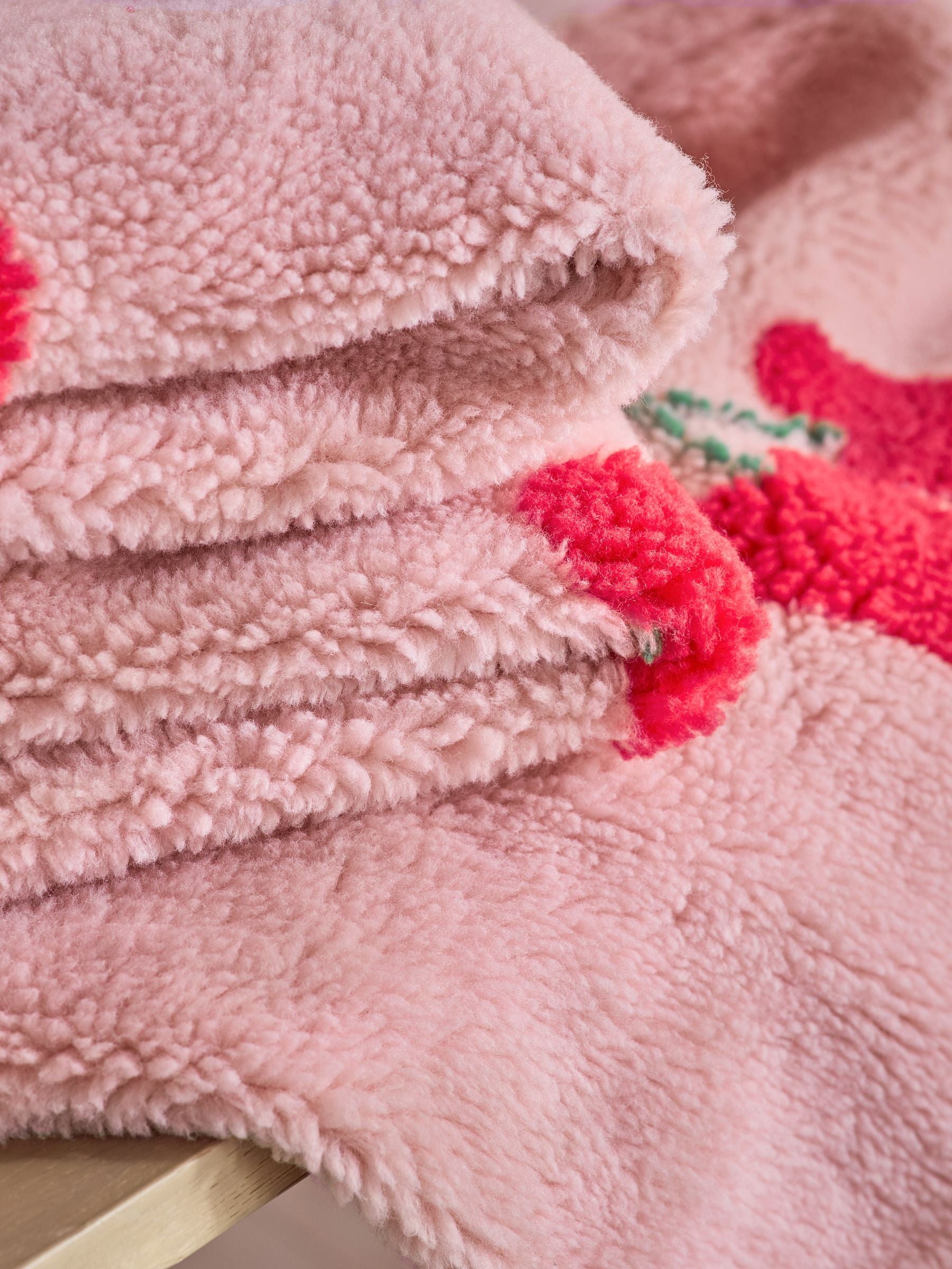 Pink Cherries Borg Fleece Throw