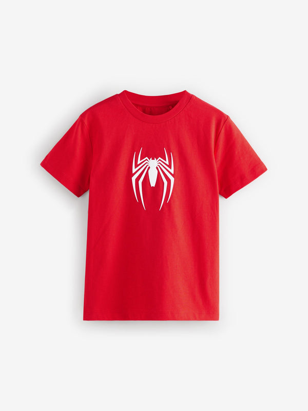 Red Spiderman Badge Applique 100% Cotton T-Shirt (3-16yrs)