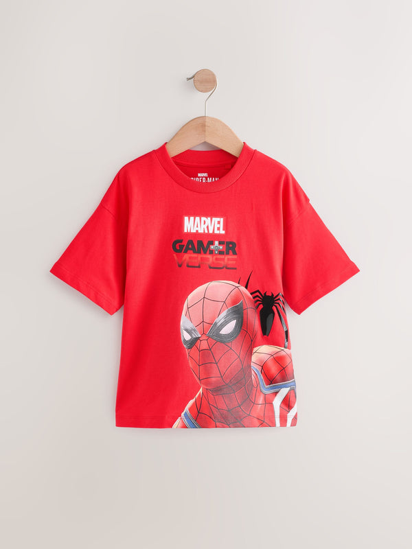 Spiderman Red Marvel Superhero Short Sleeve 100% Cotton T-Shirt (3-16yrs)