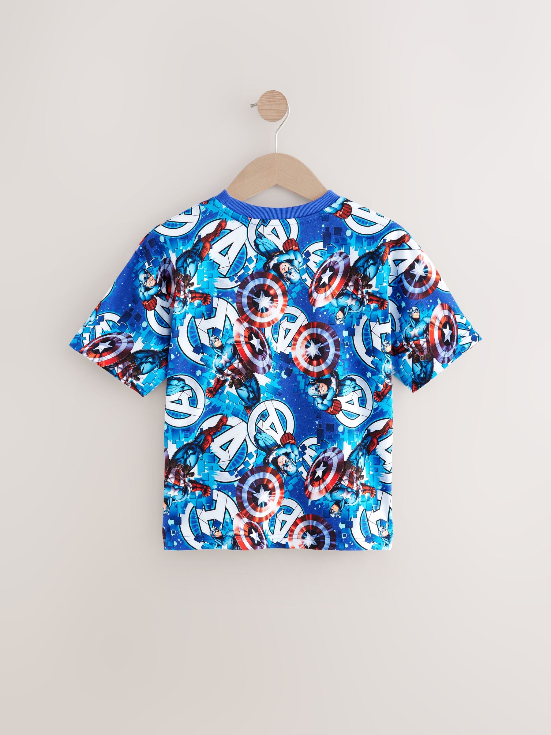 Blue Captain America 100% Cotton T-Shirt (3-16yrs)