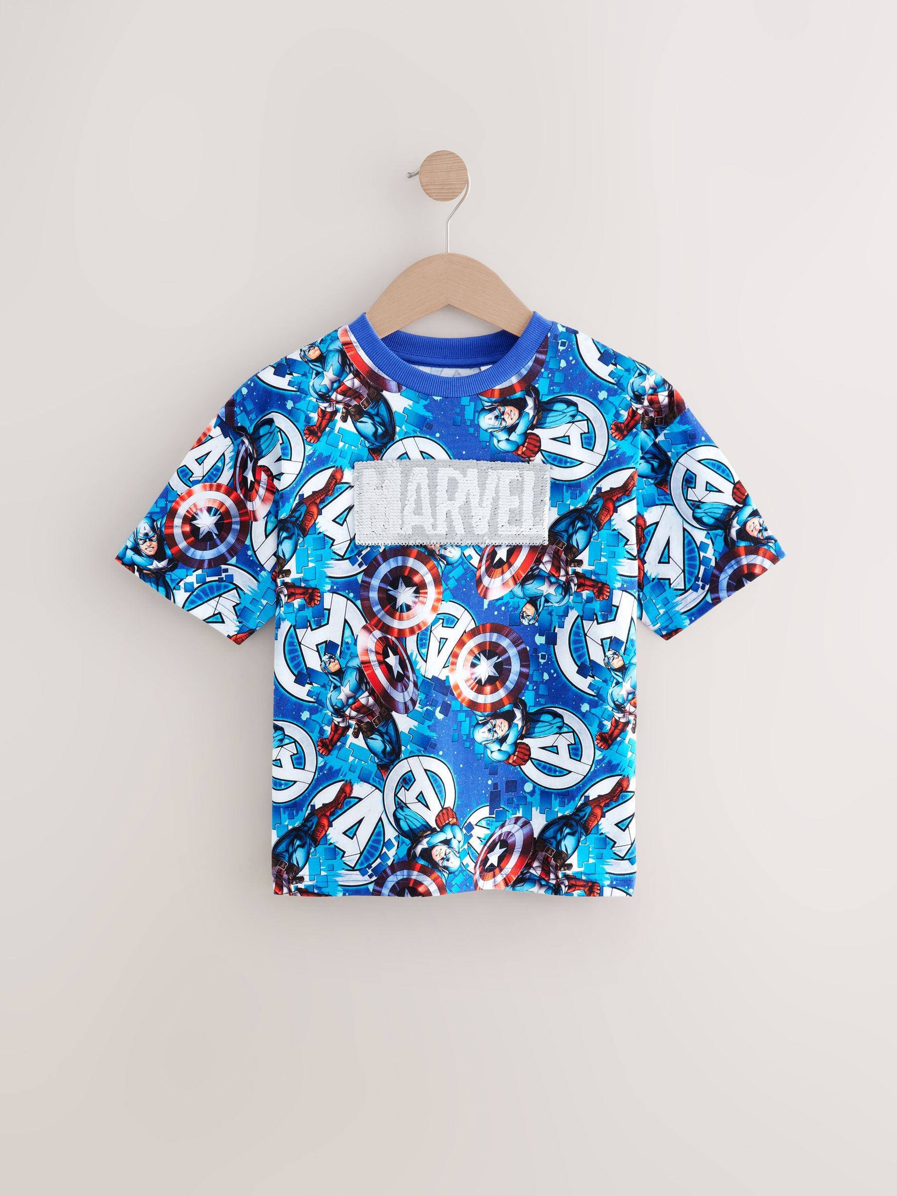 Blue Captain America 100% Cotton T-Shirt (3-16yrs)