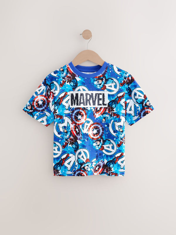 Blue Captain America 100% Cotton T-Shirt (3-16yrs)