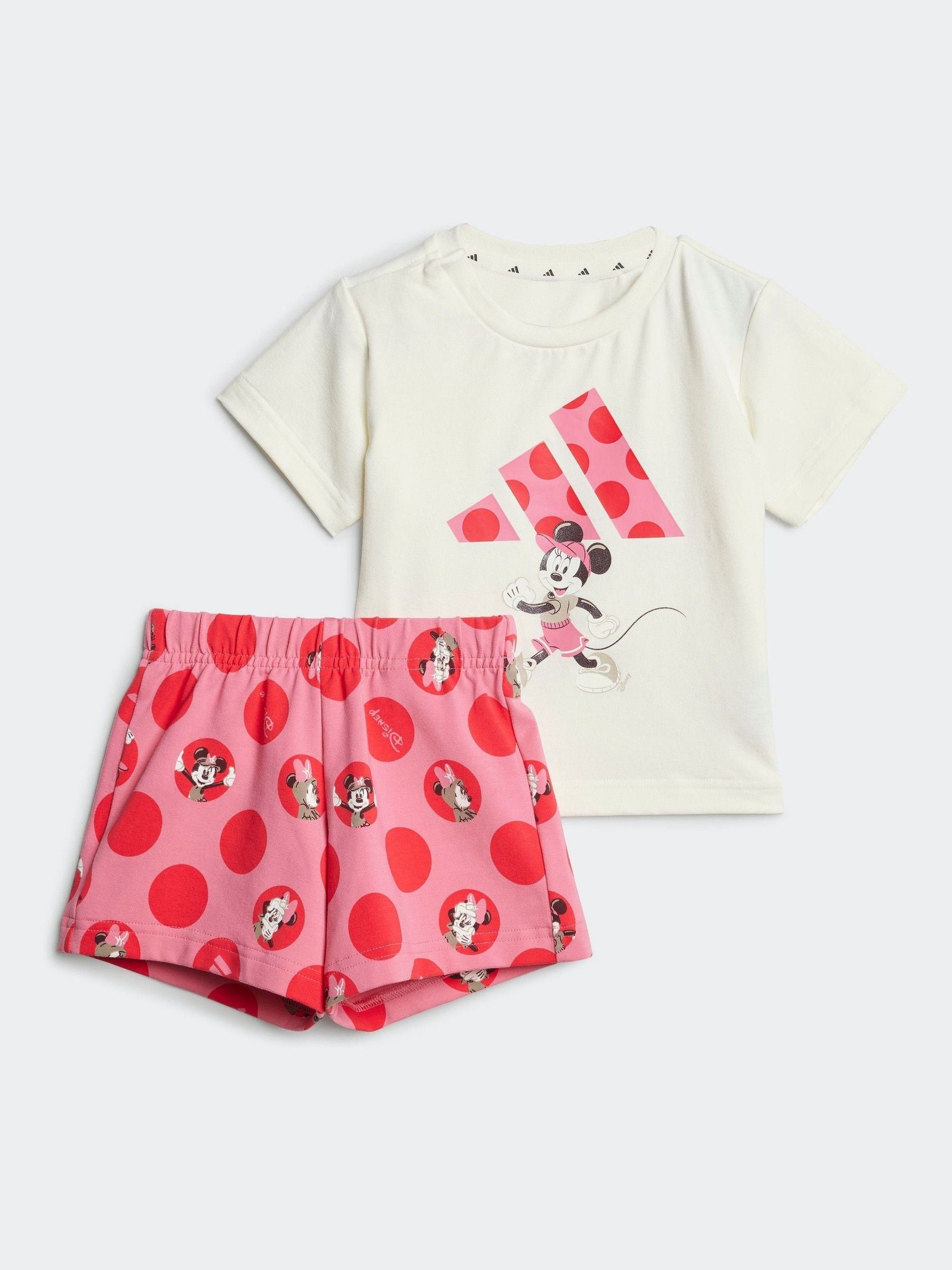 adidas White Disney Minnie Mouse T-Shirt and Shorts Set