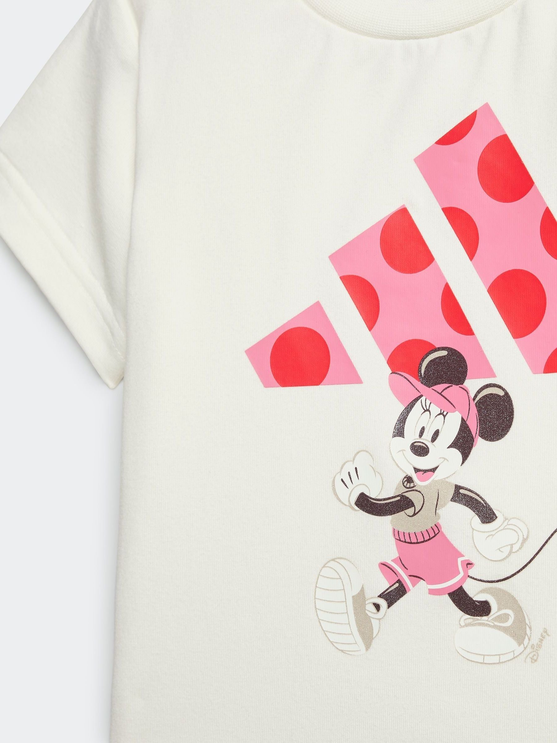 adidas White Disney Minnie Mouse T-Shirt and Shorts Set