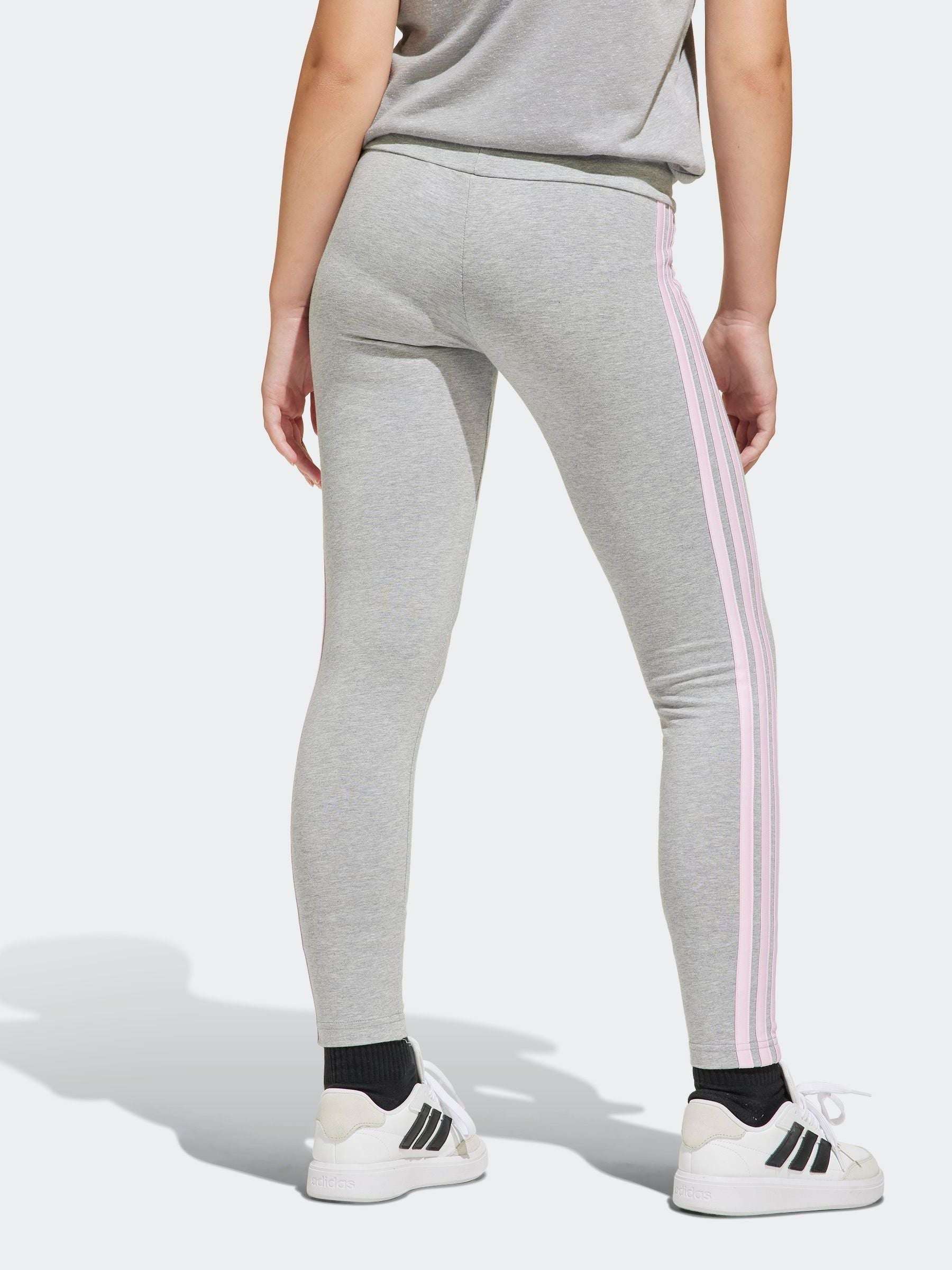 adidas Grey 3 Stripe Essentials Leggings