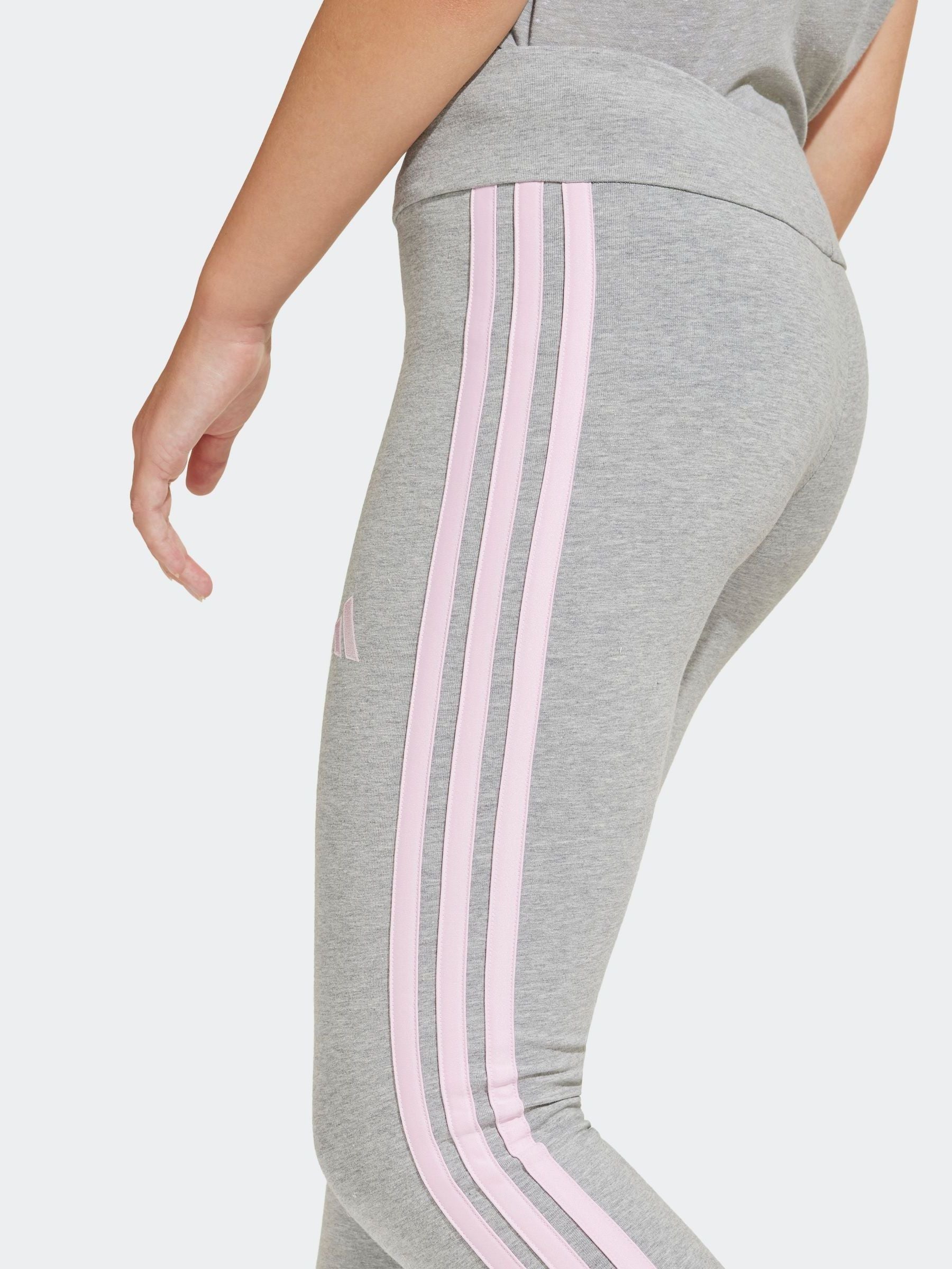 adidas Grey 3 Stripe Essentials Leggings