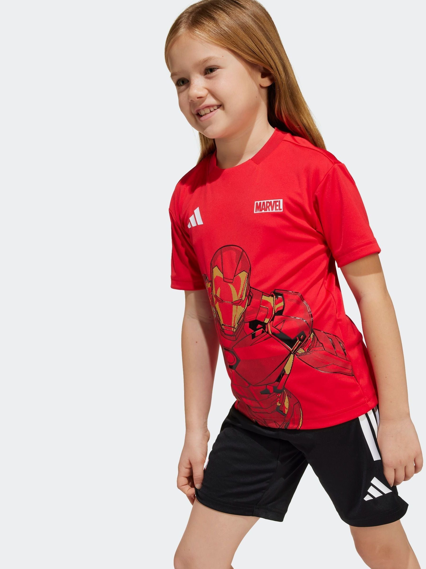 adidas Red Marvel Iron Man T-Shirt and Shorts Set