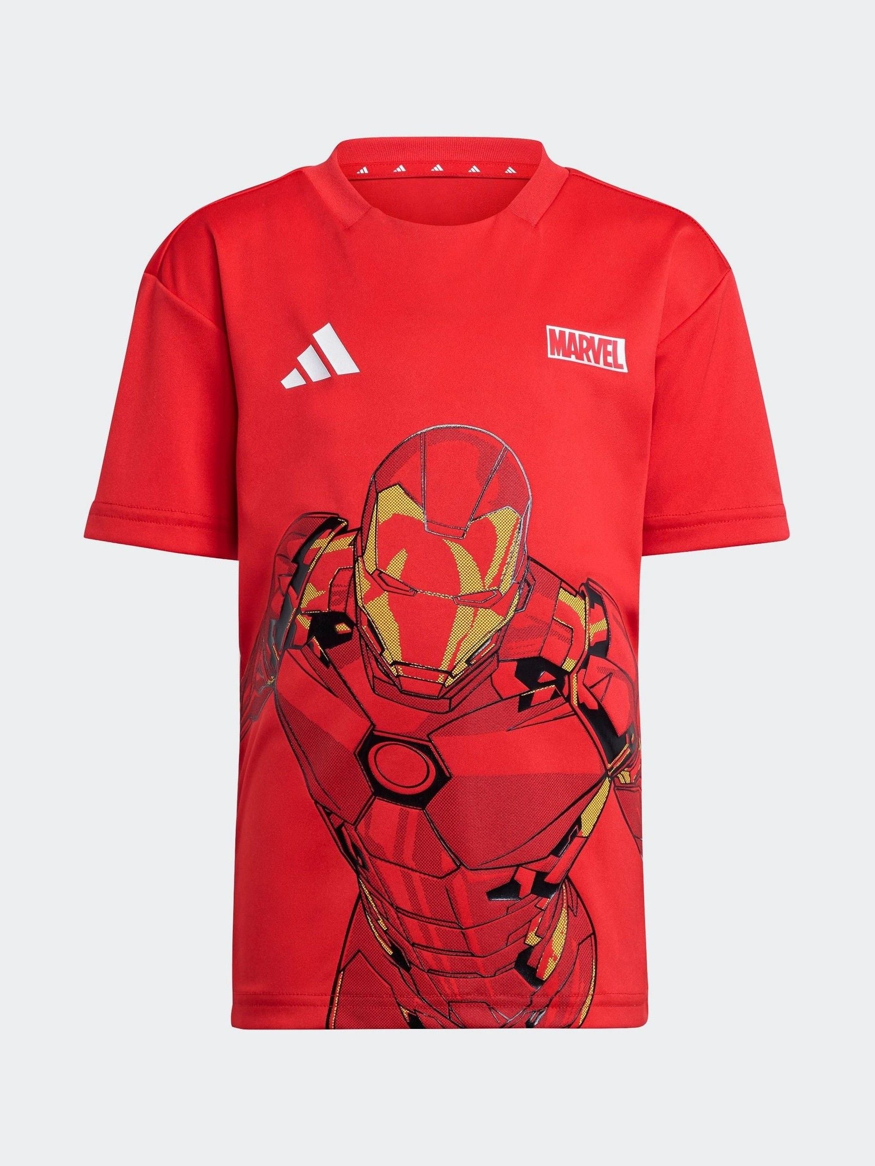 adidas Red Marvel Iron Man T-Shirt and Shorts Set