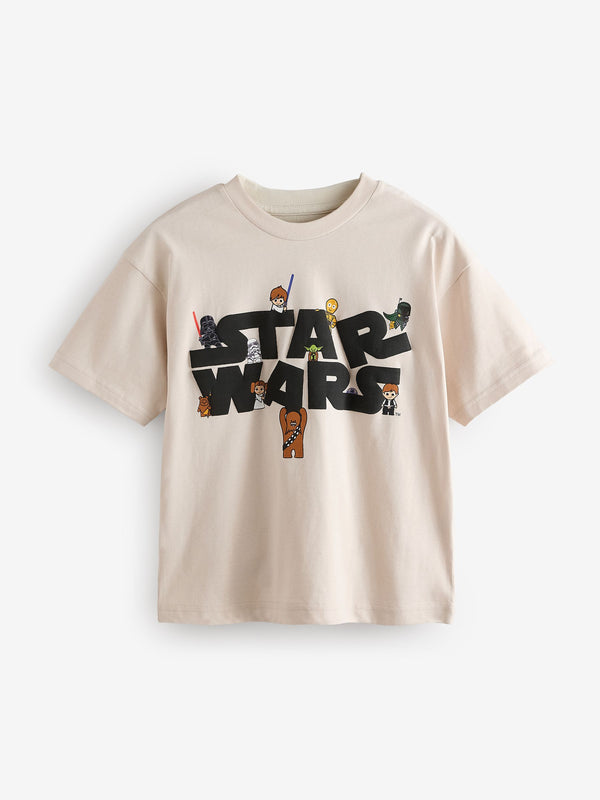 Natural Licensed Star Wars 100% Cotton T-Shirt (3-16yrs)