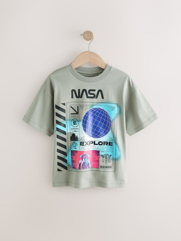 Grey 100% Cotton NASA License Short Sleeve T-Shirt (3-16yrs)