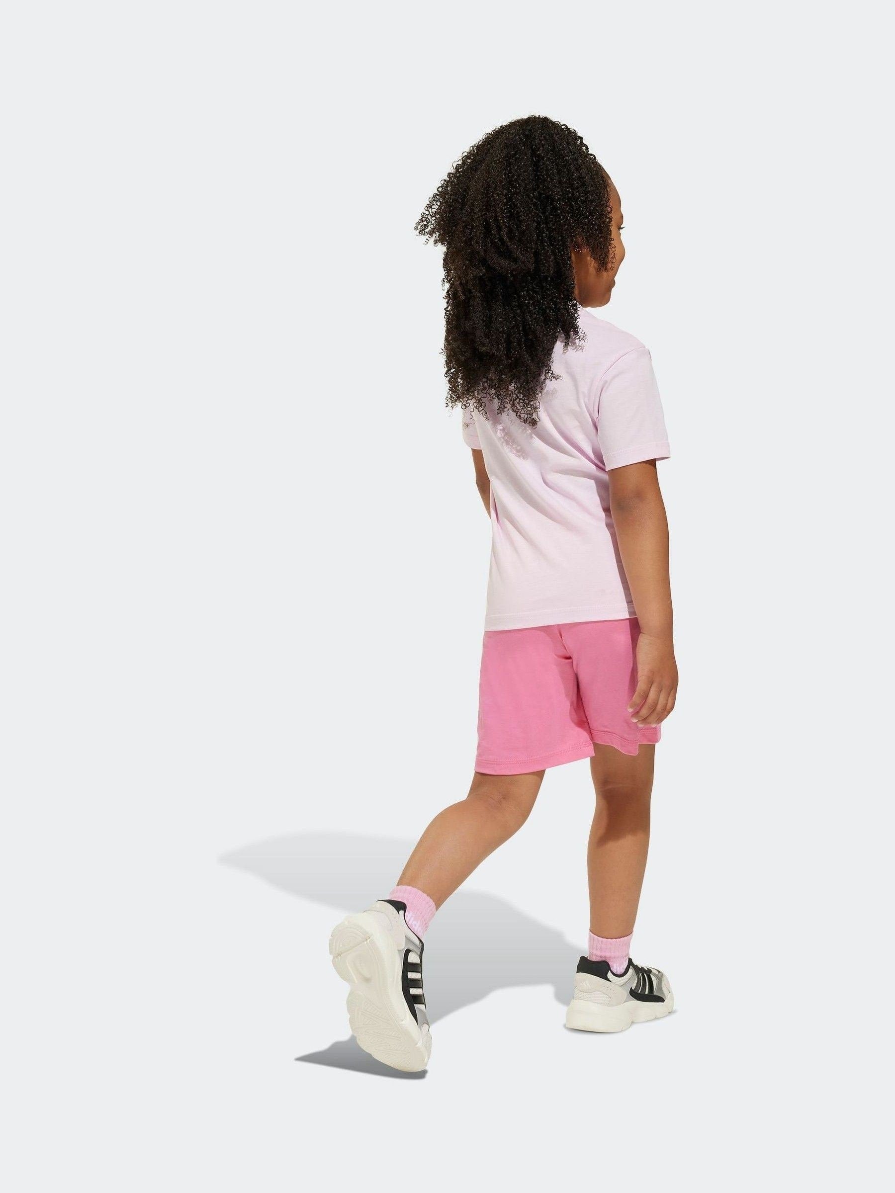 adidas Pink Essentials 100% Cotton Shorts and T-Shirt Set