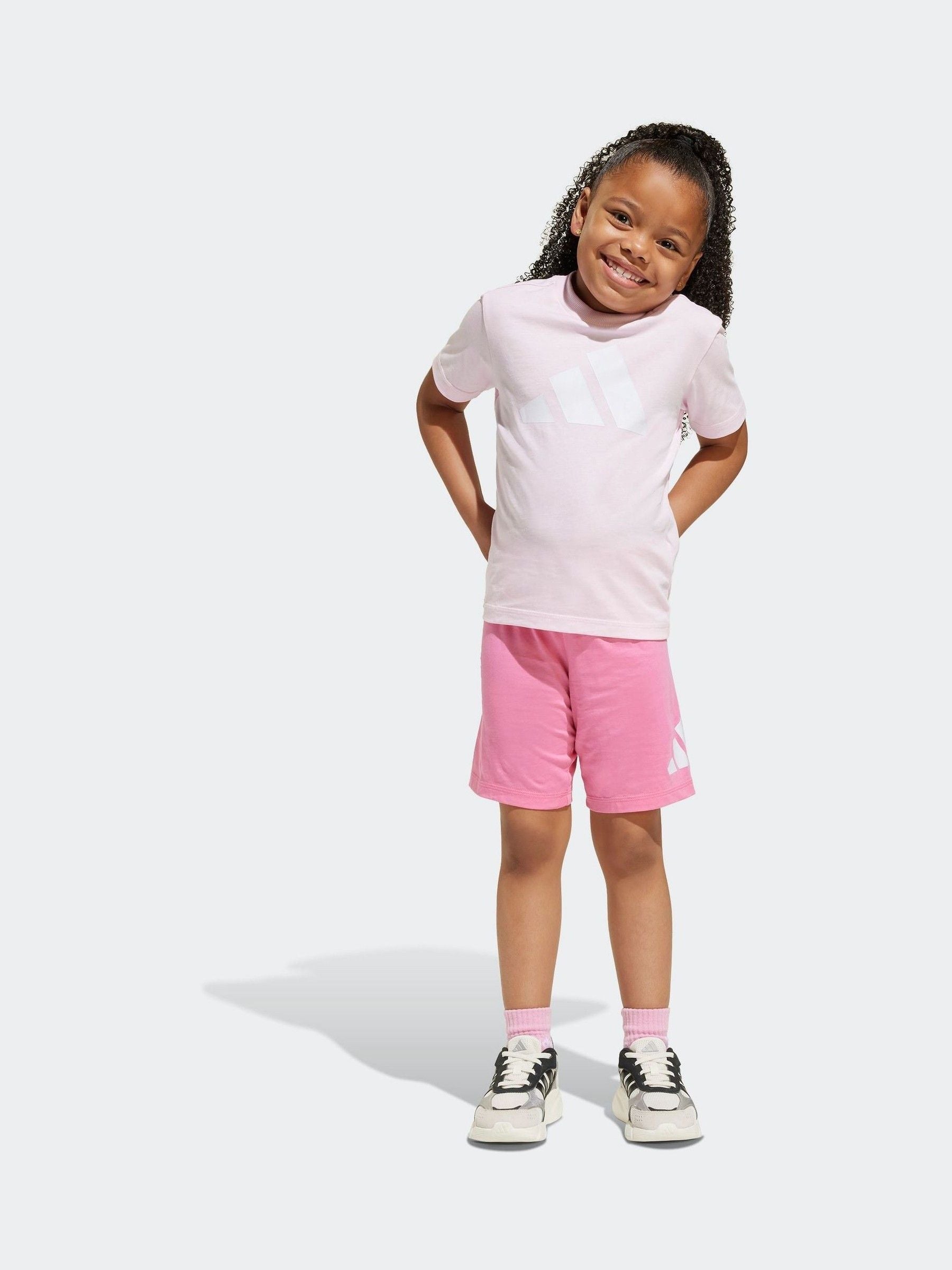 adidas Pink Essentials 100% Cotton Shorts and T-Shirt Set