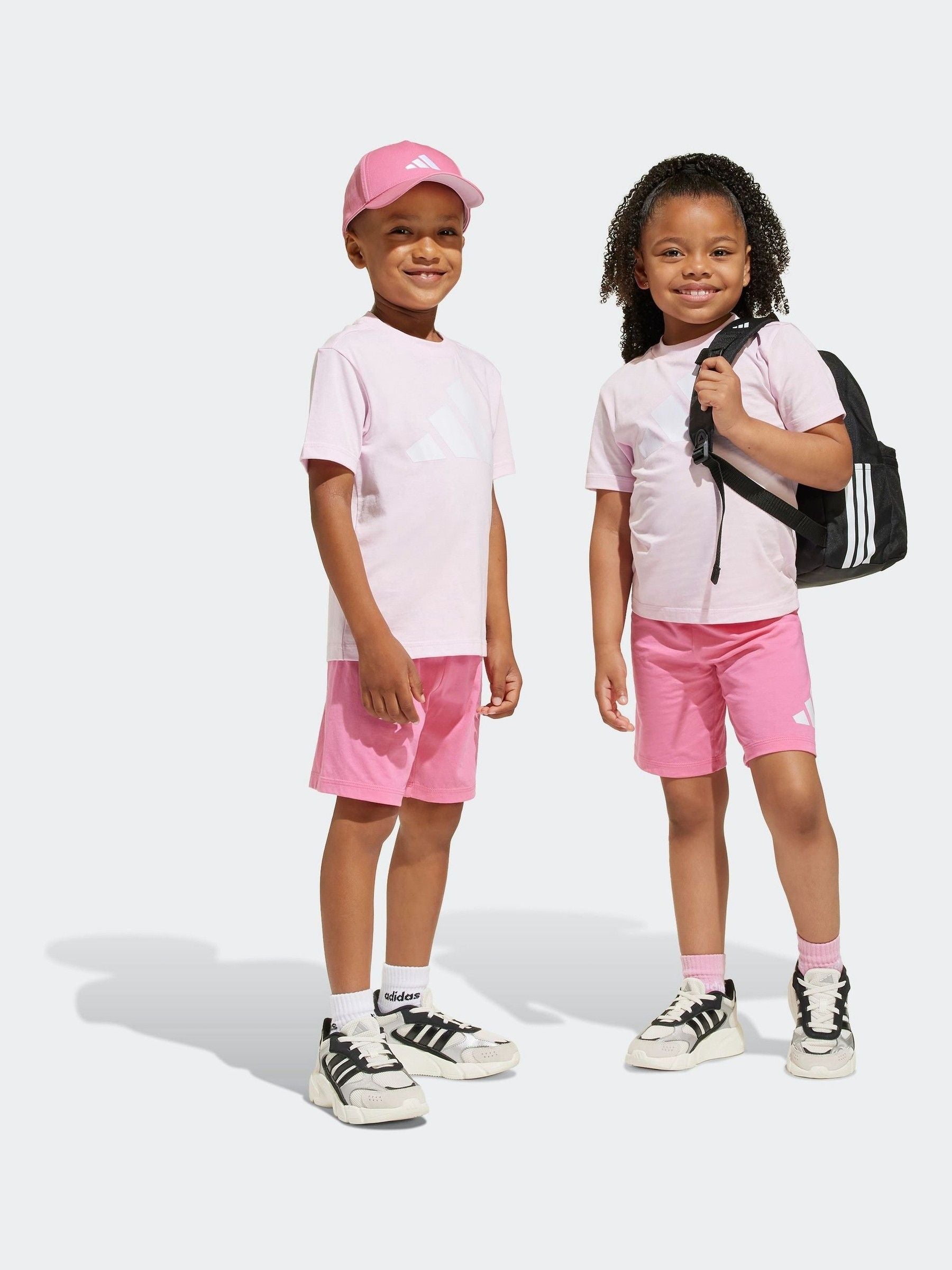 adidas Pink Essentials 100% Cotton Shorts and T-Shirt Set