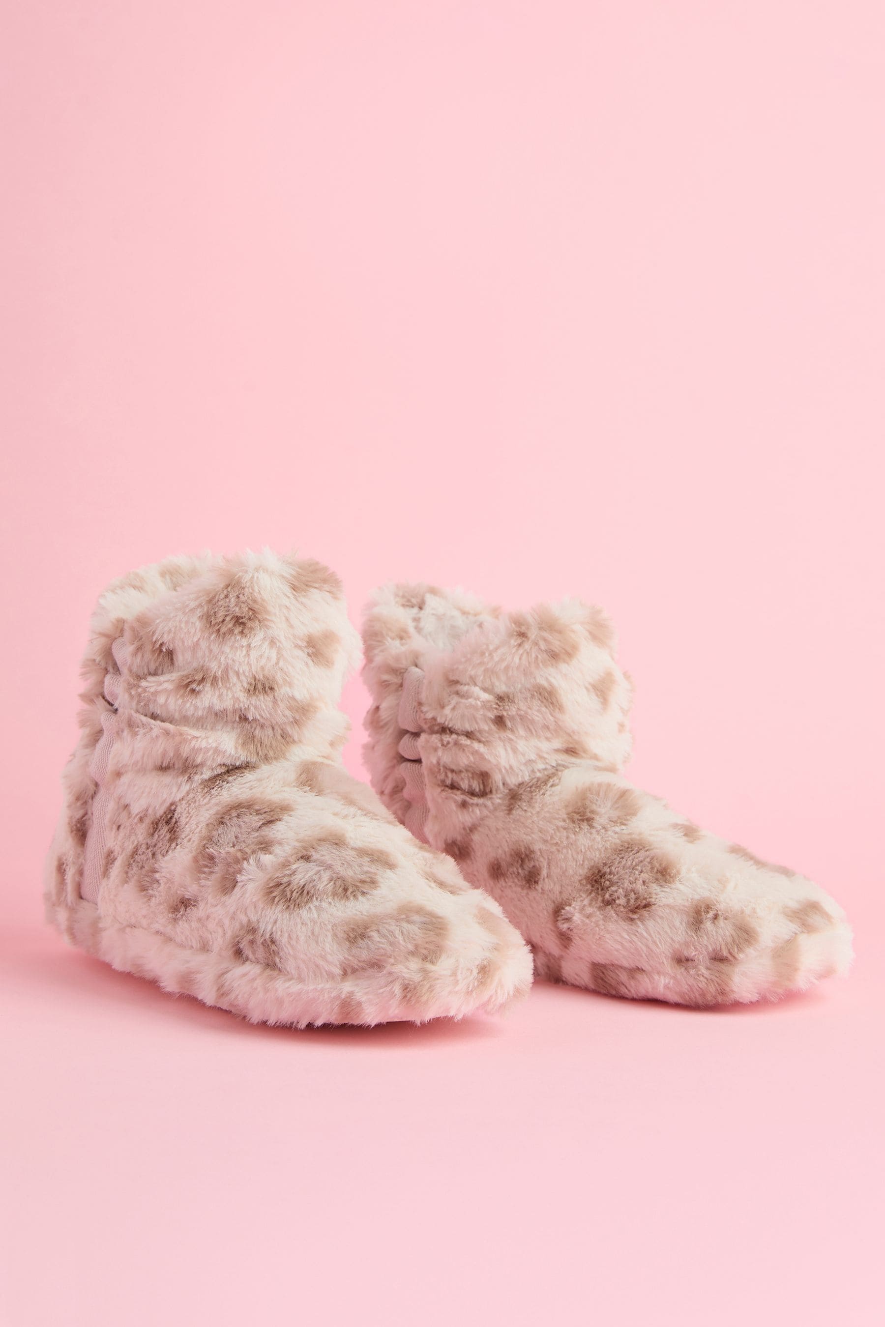 Lipsy Animal Cosy Faux Fur Ruched Bootie Nightwear Slippers