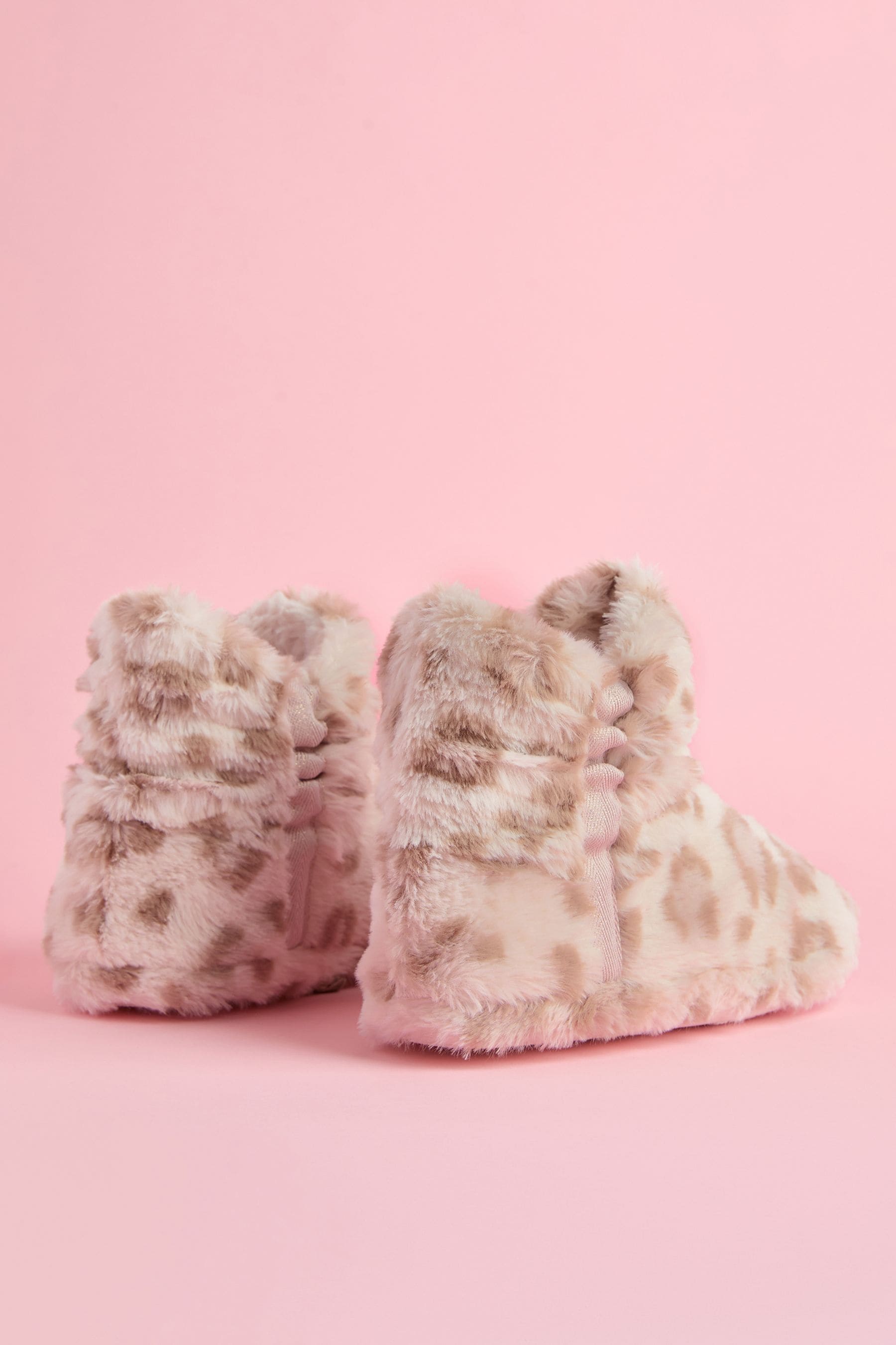 Lipsy Animal Cosy Faux Fur Ruched Bootie Nightwear Slippers