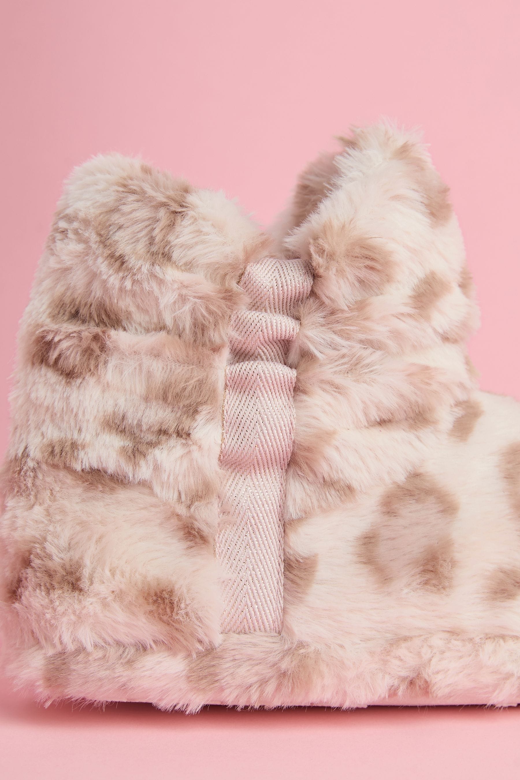 Lipsy Animal Cosy Faux Fur Ruched Bootie Nightwear Slippers