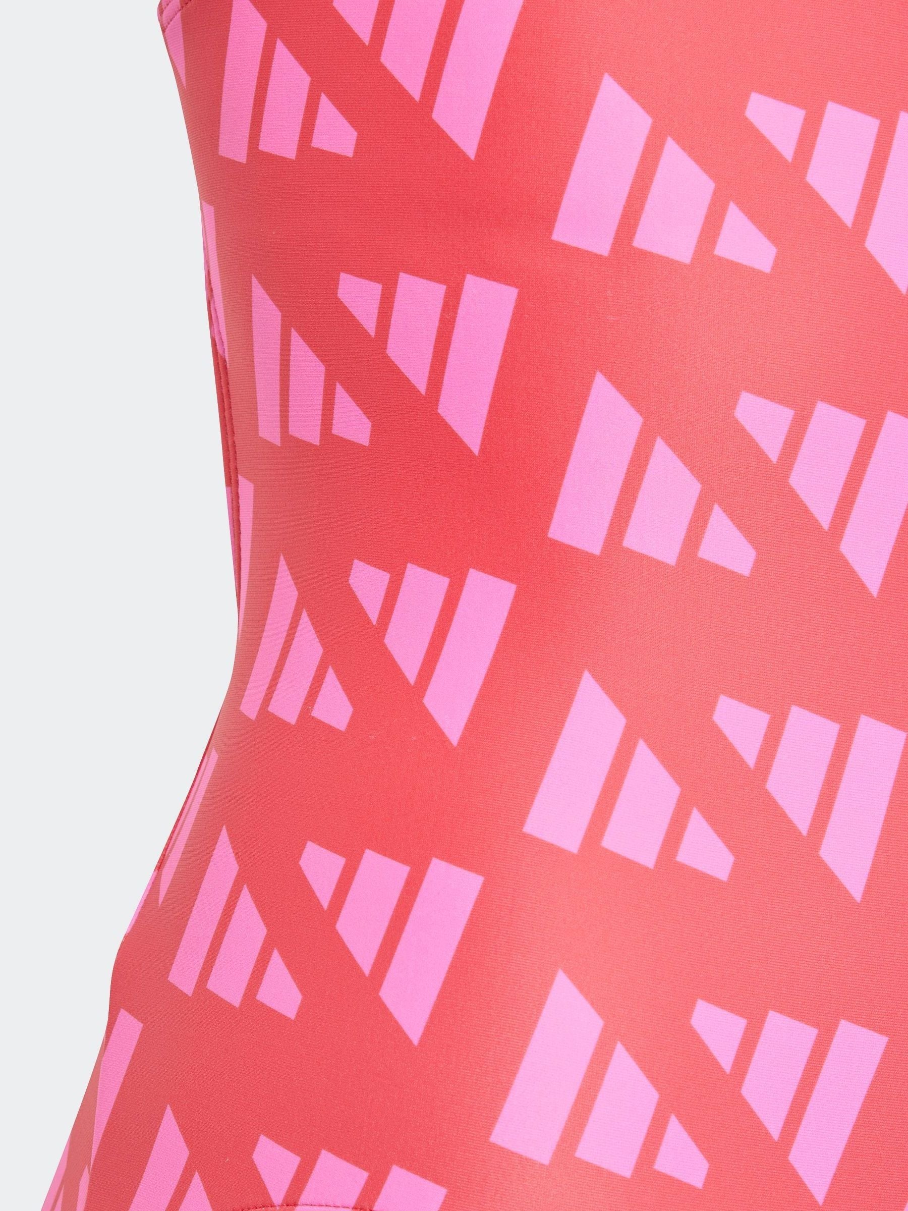 adidas Red Logo Graphic V-Back Swimsuit