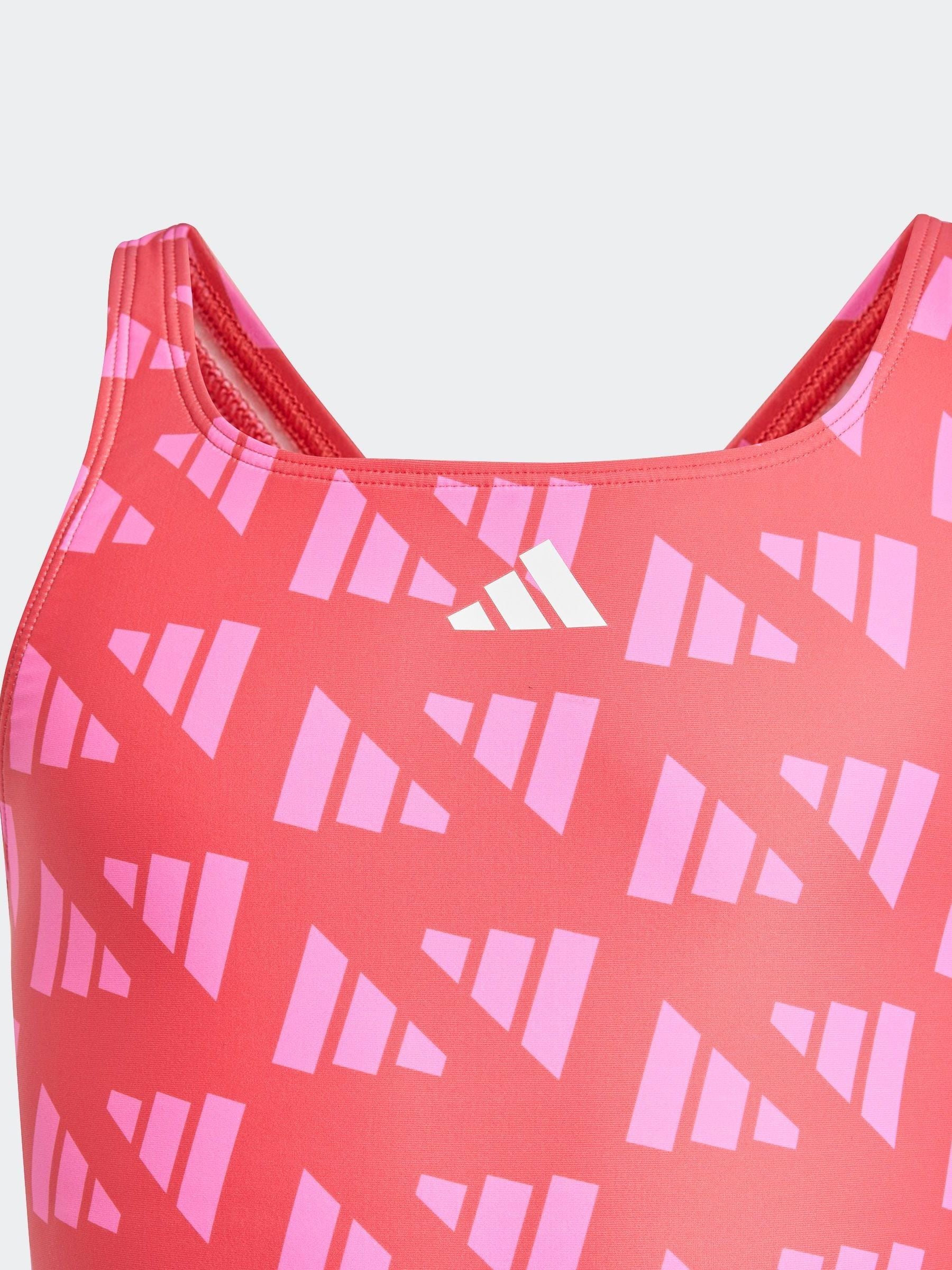 adidas Red Logo Graphic V-Back Swimsuit