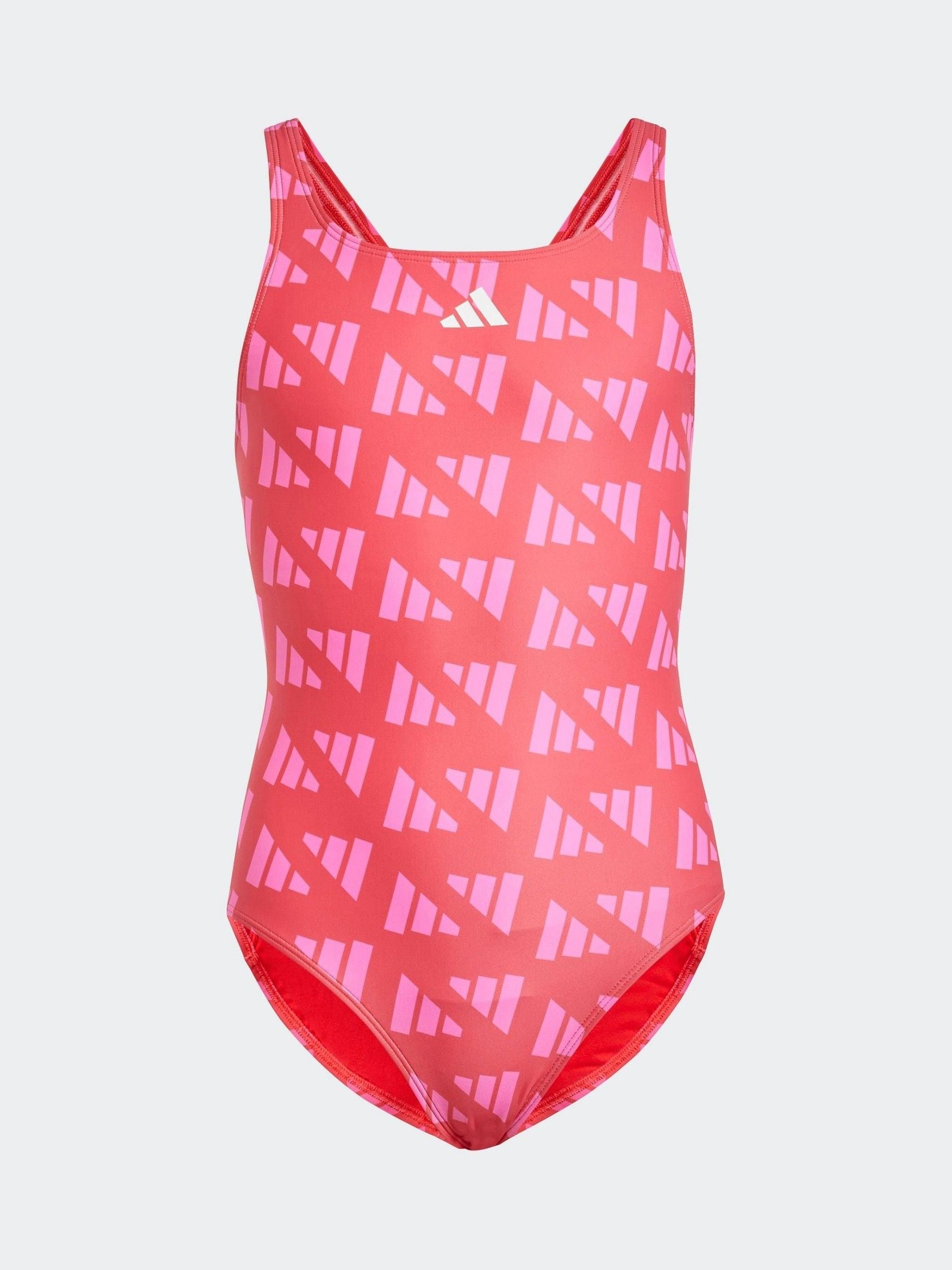 adidas Red Logo Graphic V-Back Swimsuit