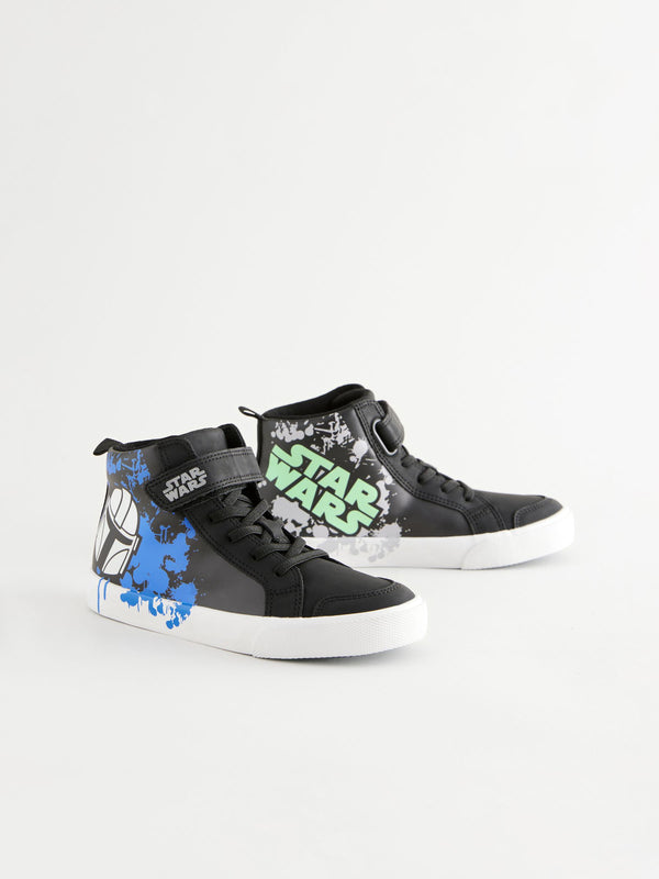 Black Star Wars Elastic Lace High Top Trainers