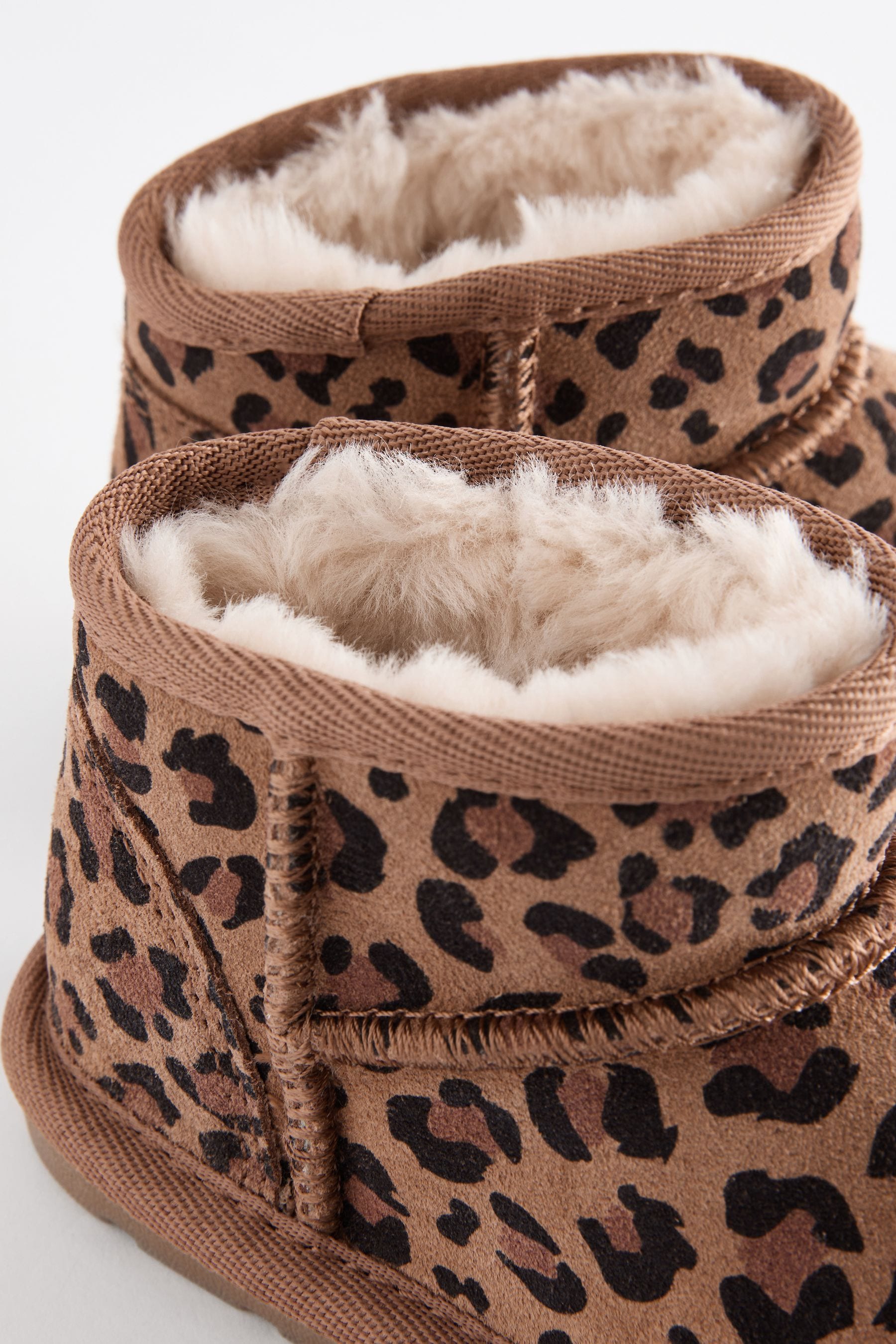 Animal Print Mini Faux Fur Lined Water Repellent Pull-On Suede Boots