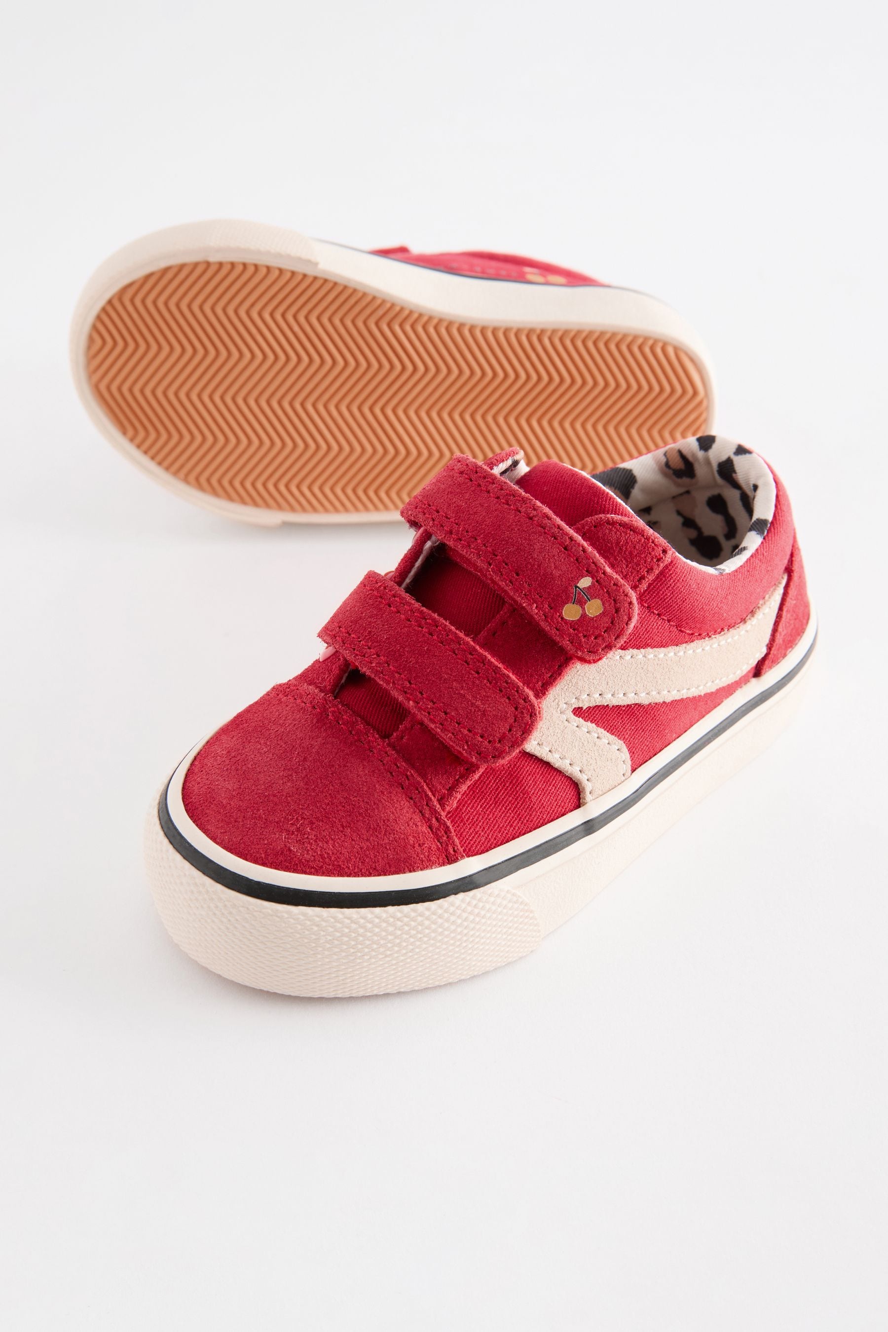 Red Standard Fit (F) Touch Fasten Strap Printed Trainers