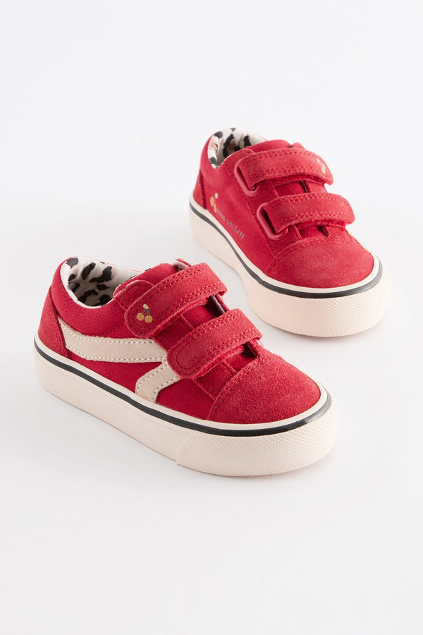 Red Standard Fit (F) Touch Fasten Strap Printed Trainers