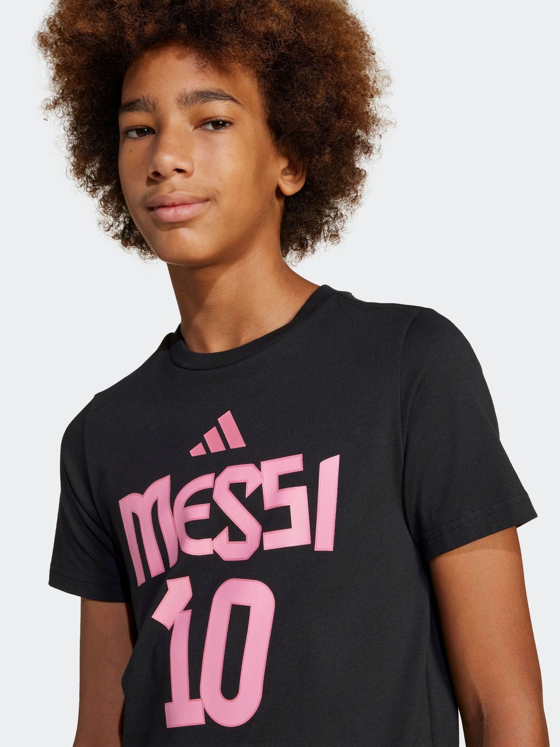 adidas Black Messi Name and Number Graphic 100% Cotton T-Shirt