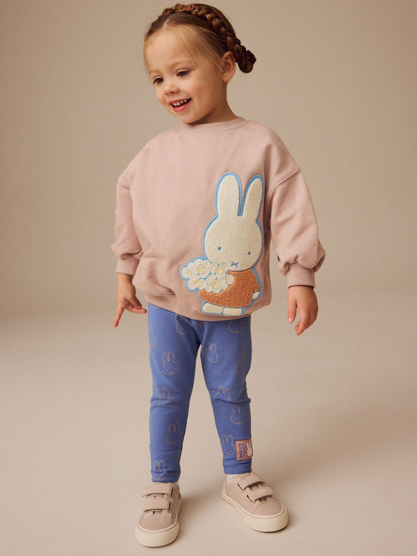 Pale Pink Miffy Long Sleeve 100% Cotton T-Shirt and Leggings Set (3mths-7yrs)