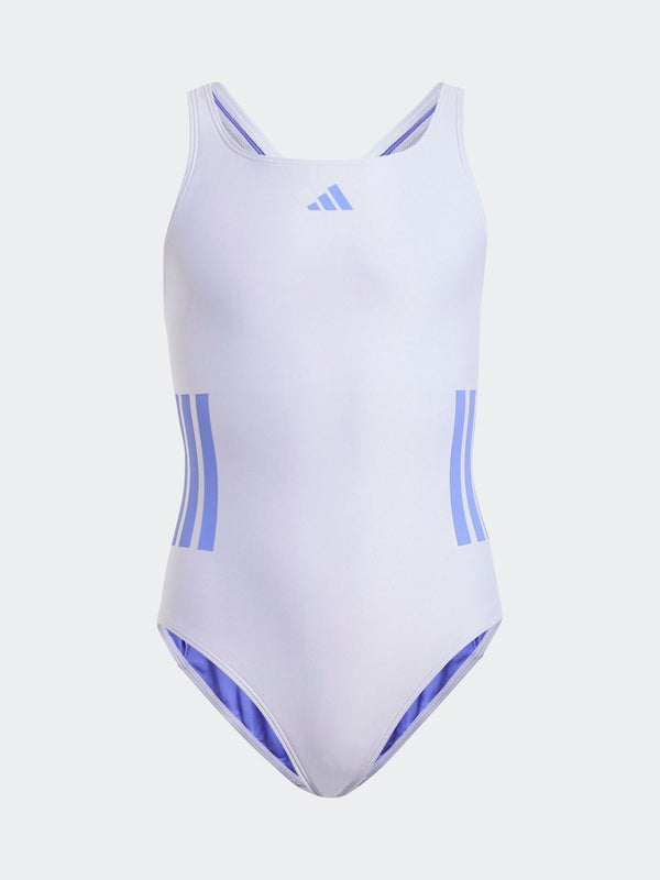 adidas Purple 3 Stripe C Back Swimsuit