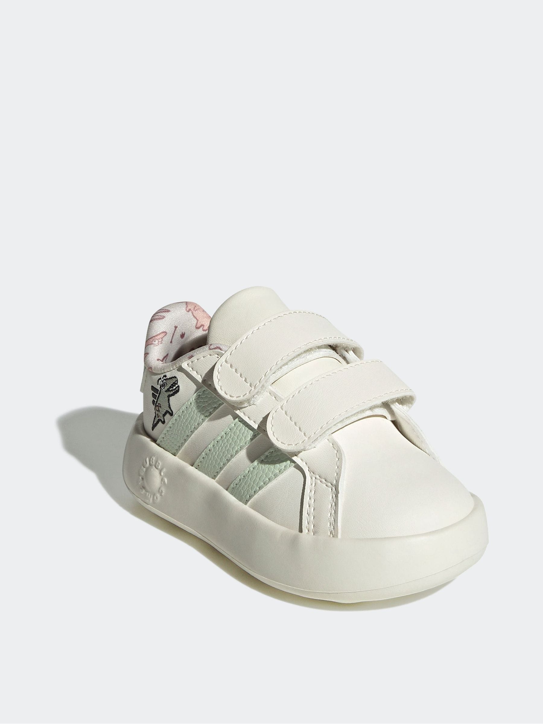 adidas White Grand Court Dino Print Trainers