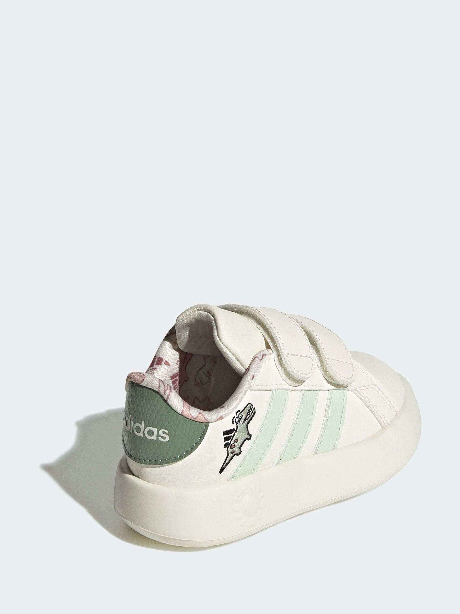 adidas White Grand Court Dino Print Trainers