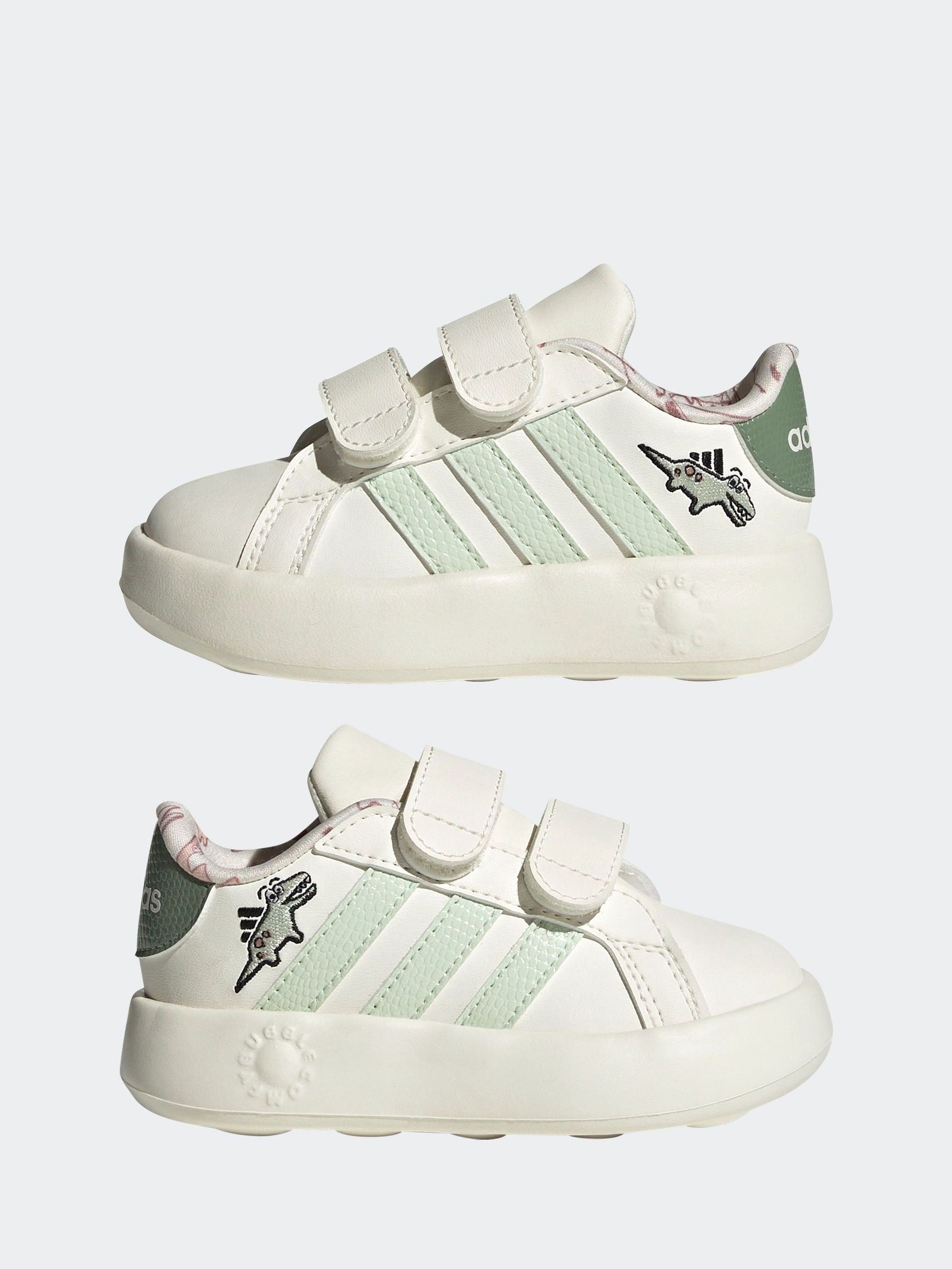 adidas White Grand Court Dino Print Trainers