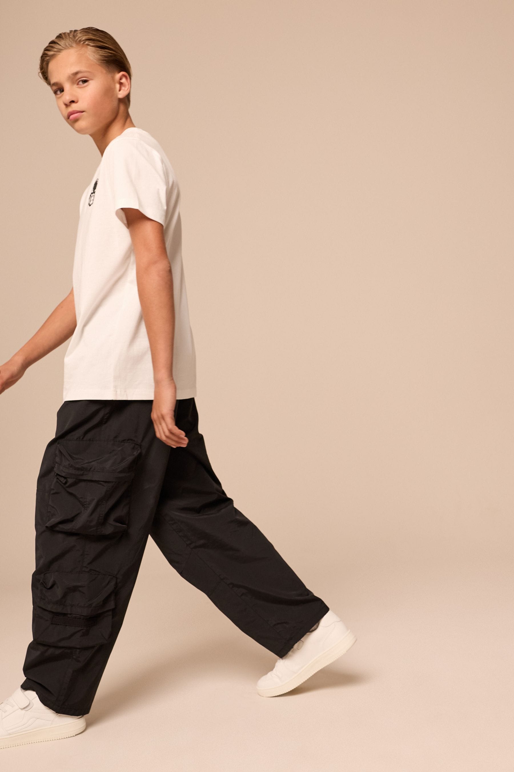 Black Baggy Pocket Cargo Trousers (3-16yrs)