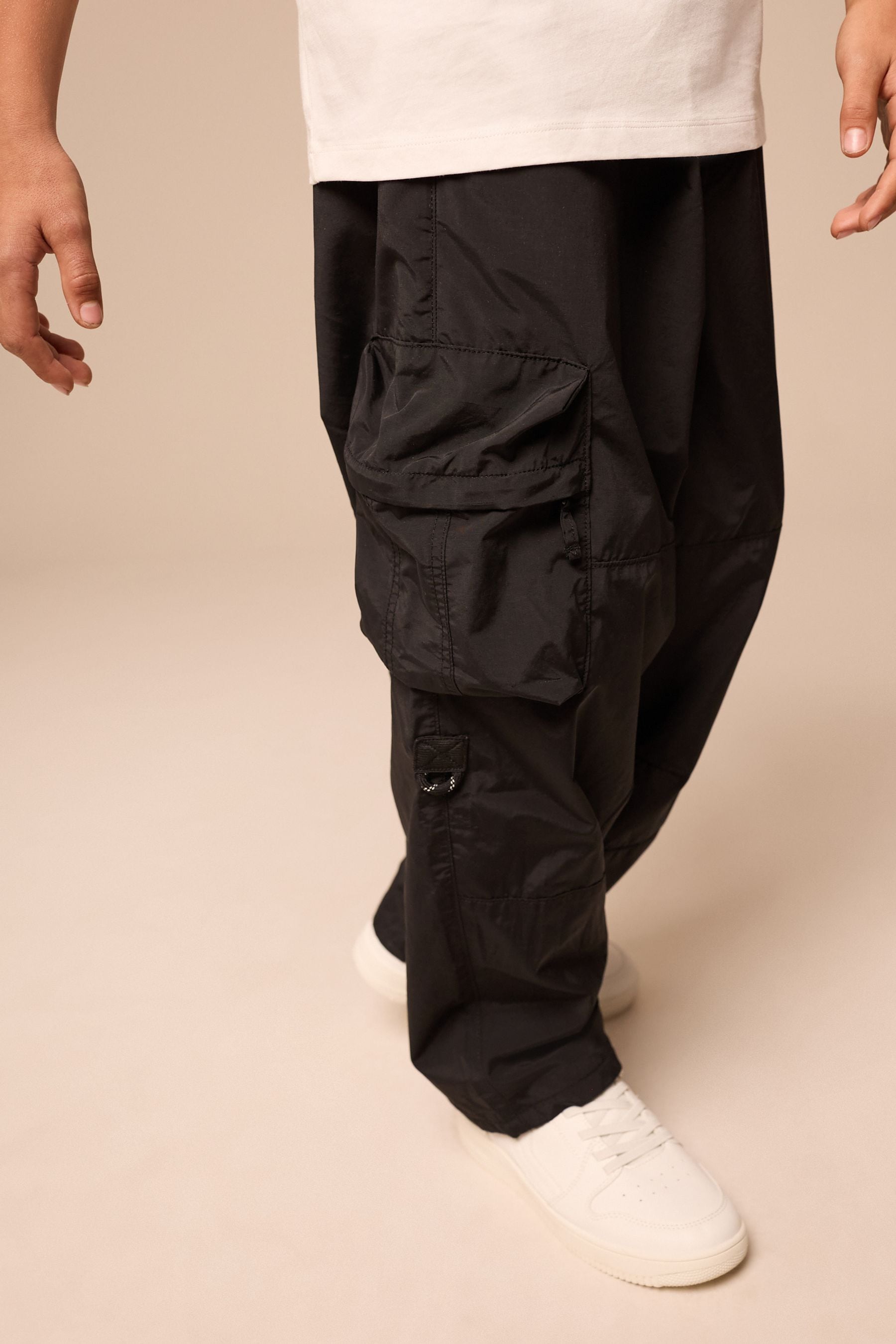 Black Baggy Pocket Cargo Trousers (3-16yrs)