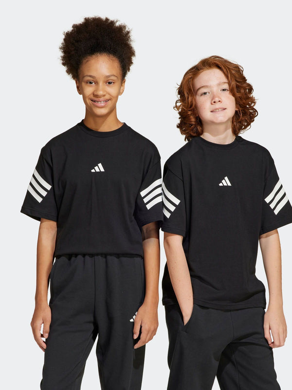 adidas Black 3 Stripes 100% Cotton T-Shirt