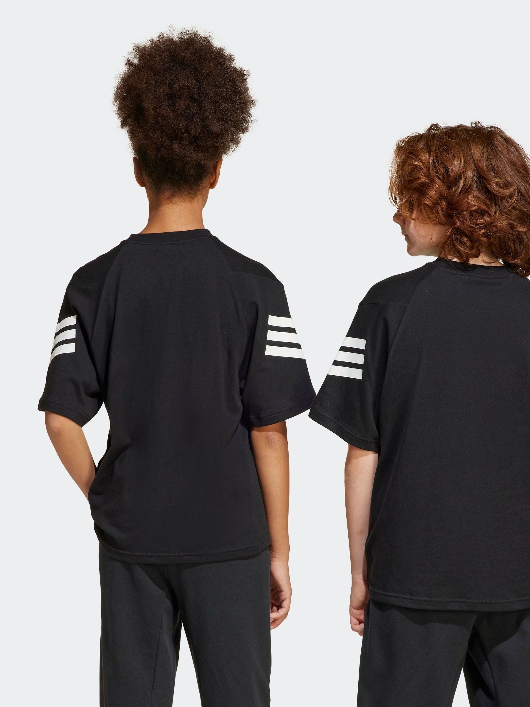 adidas Black 3 Stripes 100% Cotton T-Shirt