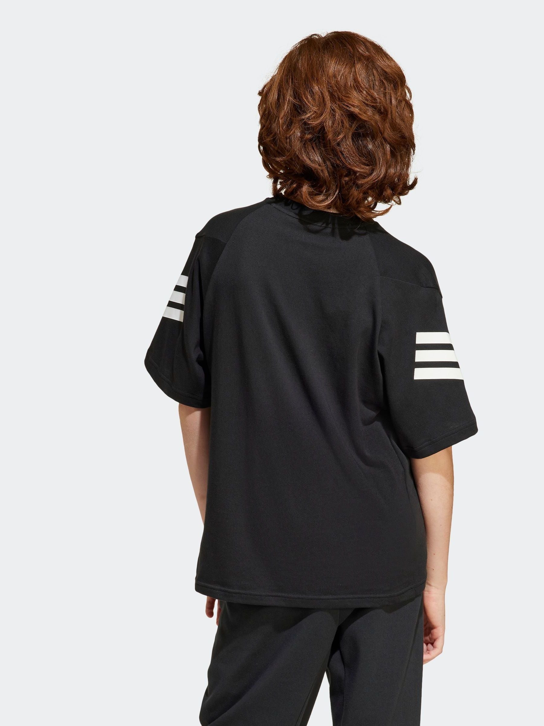 adidas Black 3 Stripes 100% Cotton T-Shirt