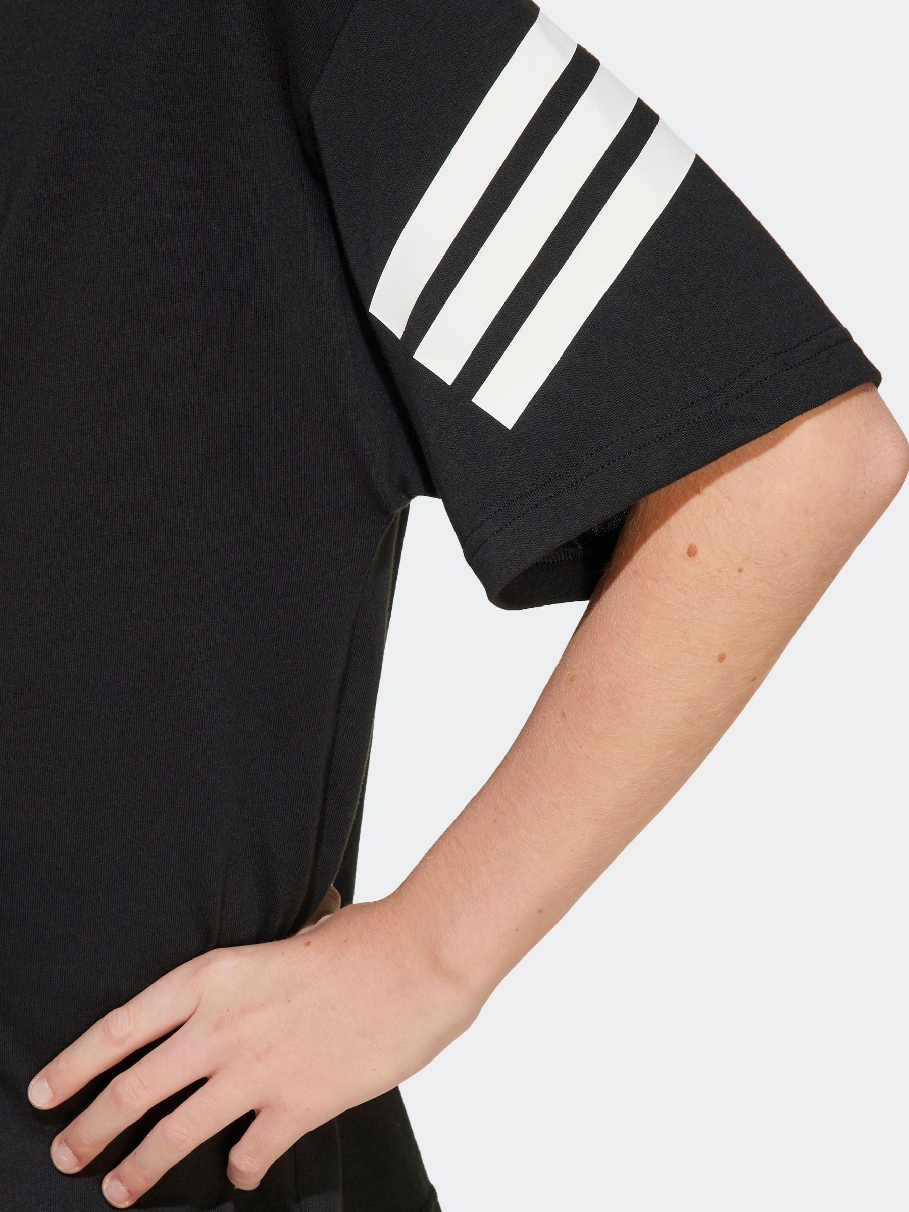 adidas Black 3 Stripes 100% Cotton T-Shirt