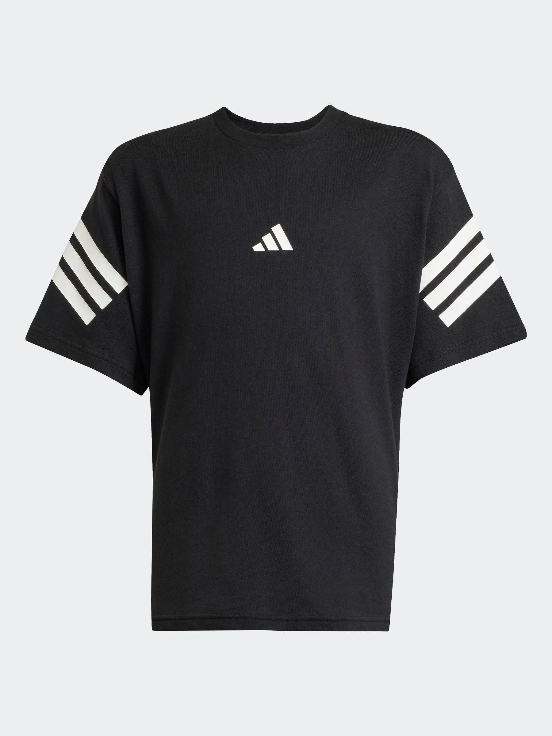 adidas Black 3 Stripes 100% Cotton T-Shirt