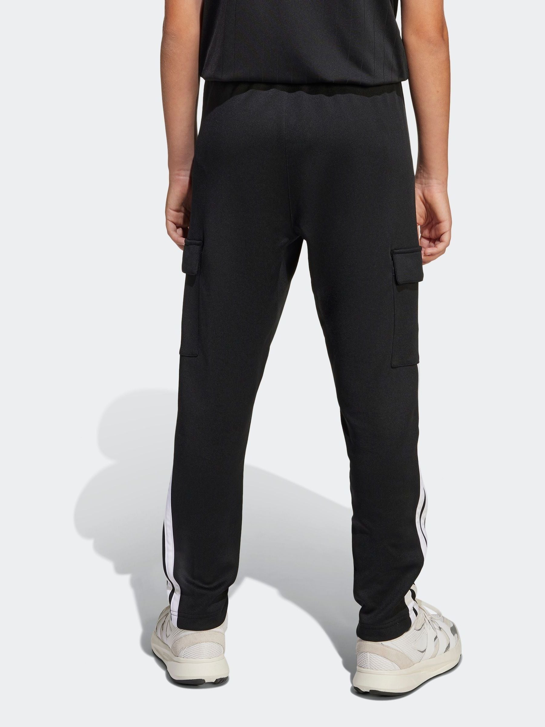 adidas Black 3 Stripe Cargo Joggers