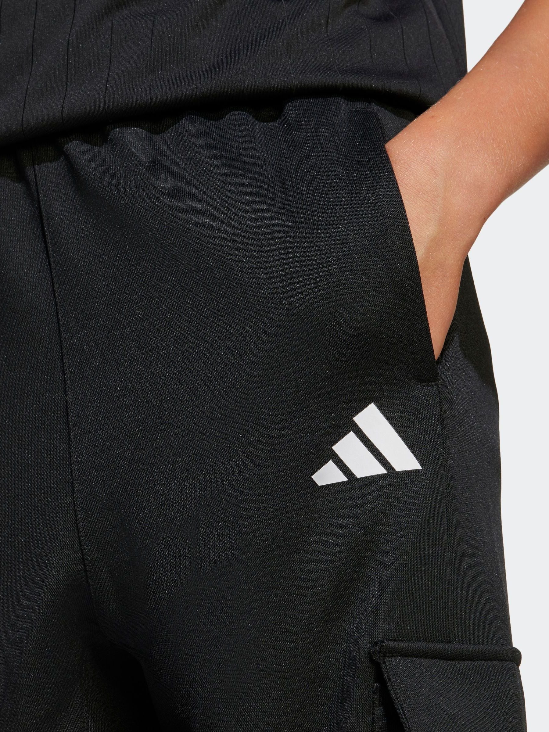 adidas Black 3 Stripe Cargo Joggers