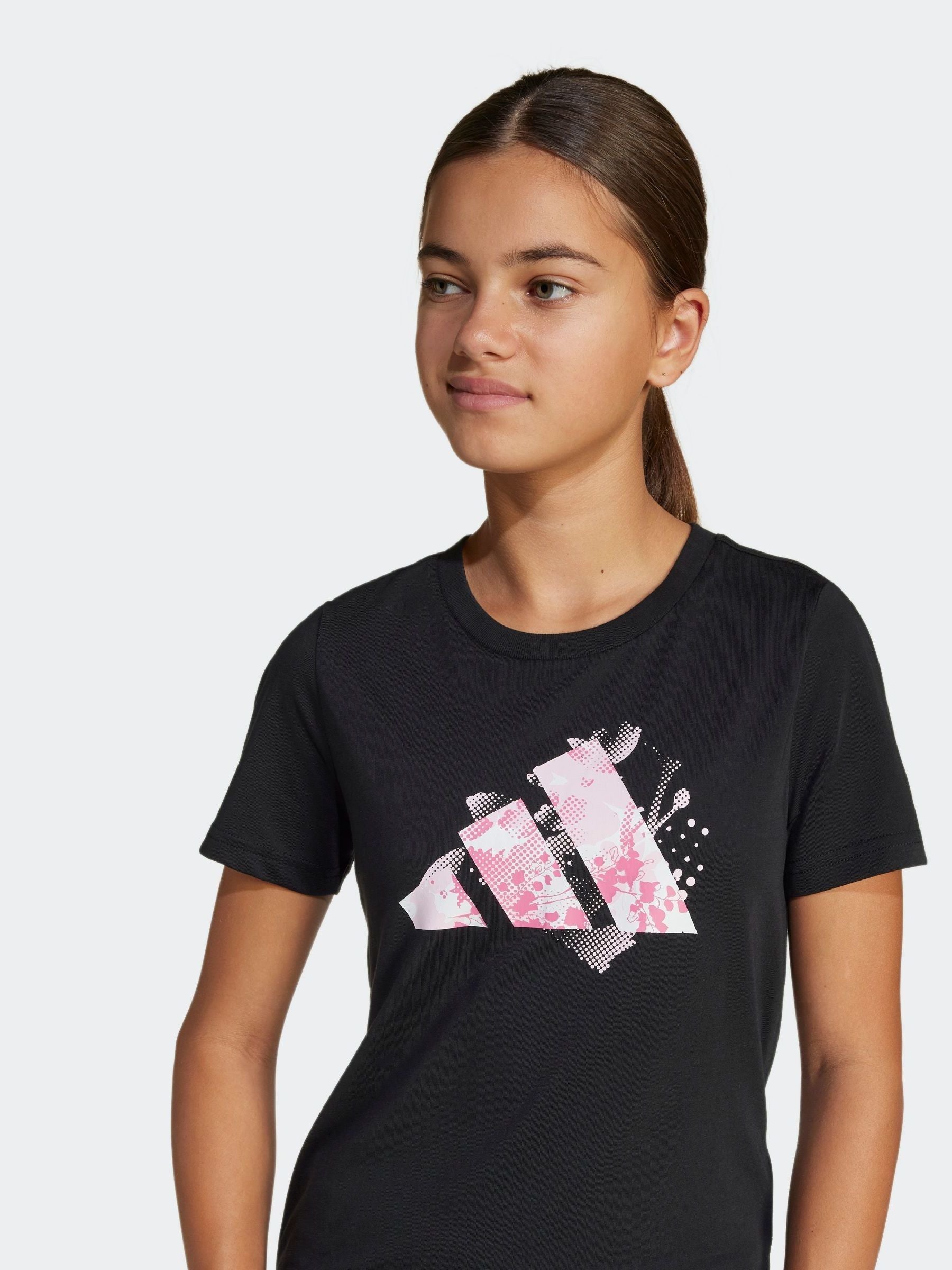 adidas Black Flower Print Training Graphic T-Shirt