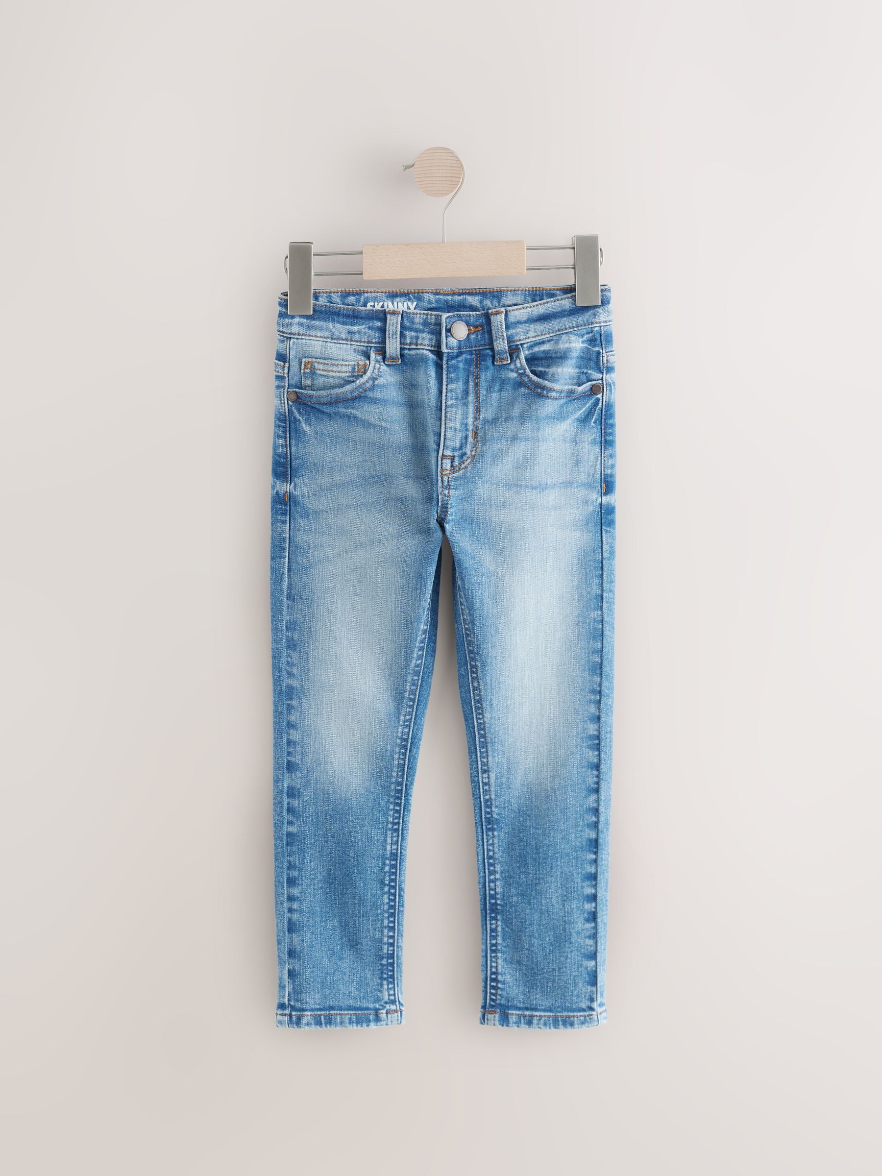 Mid Blue Skinny Fit 100% Cotton Stretch Jeans (3-17yrs)