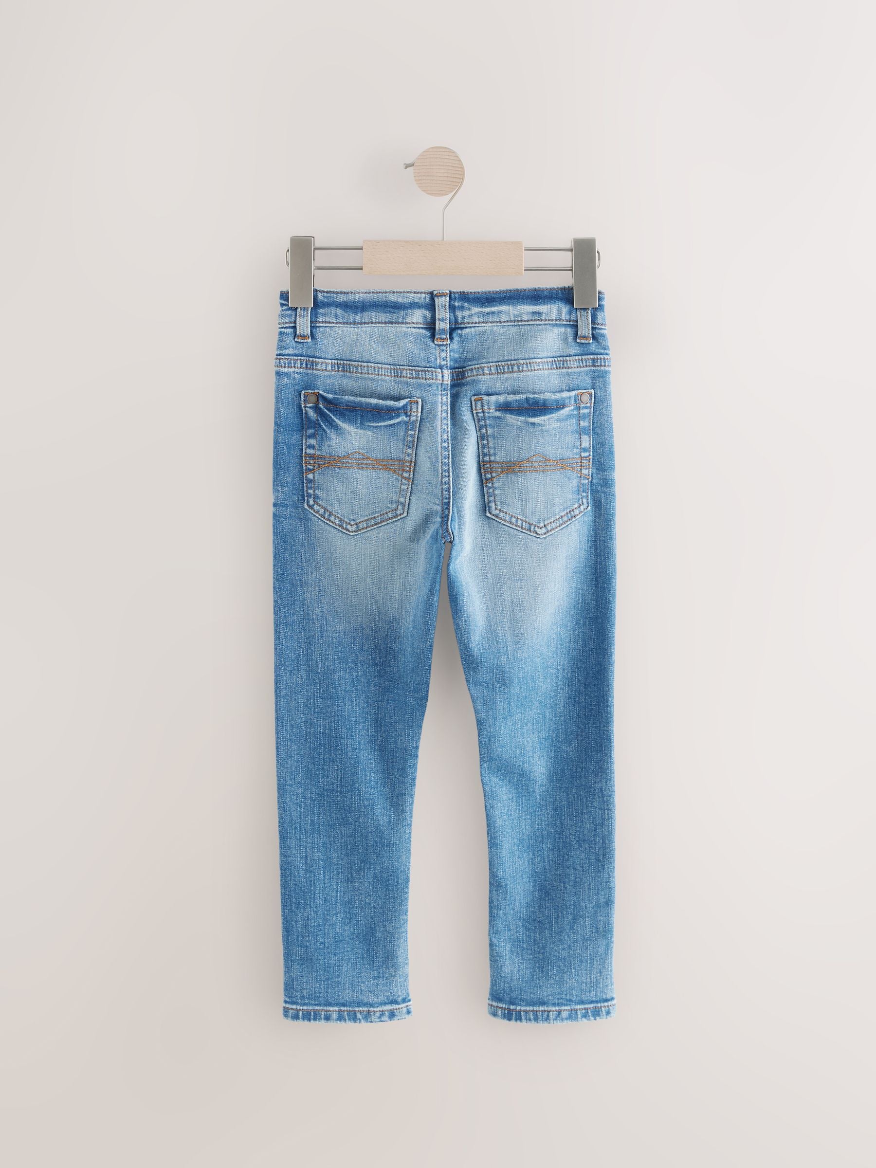 Mid Blue Skinny Fit 100% Cotton Stretch Jeans (3-17yrs)