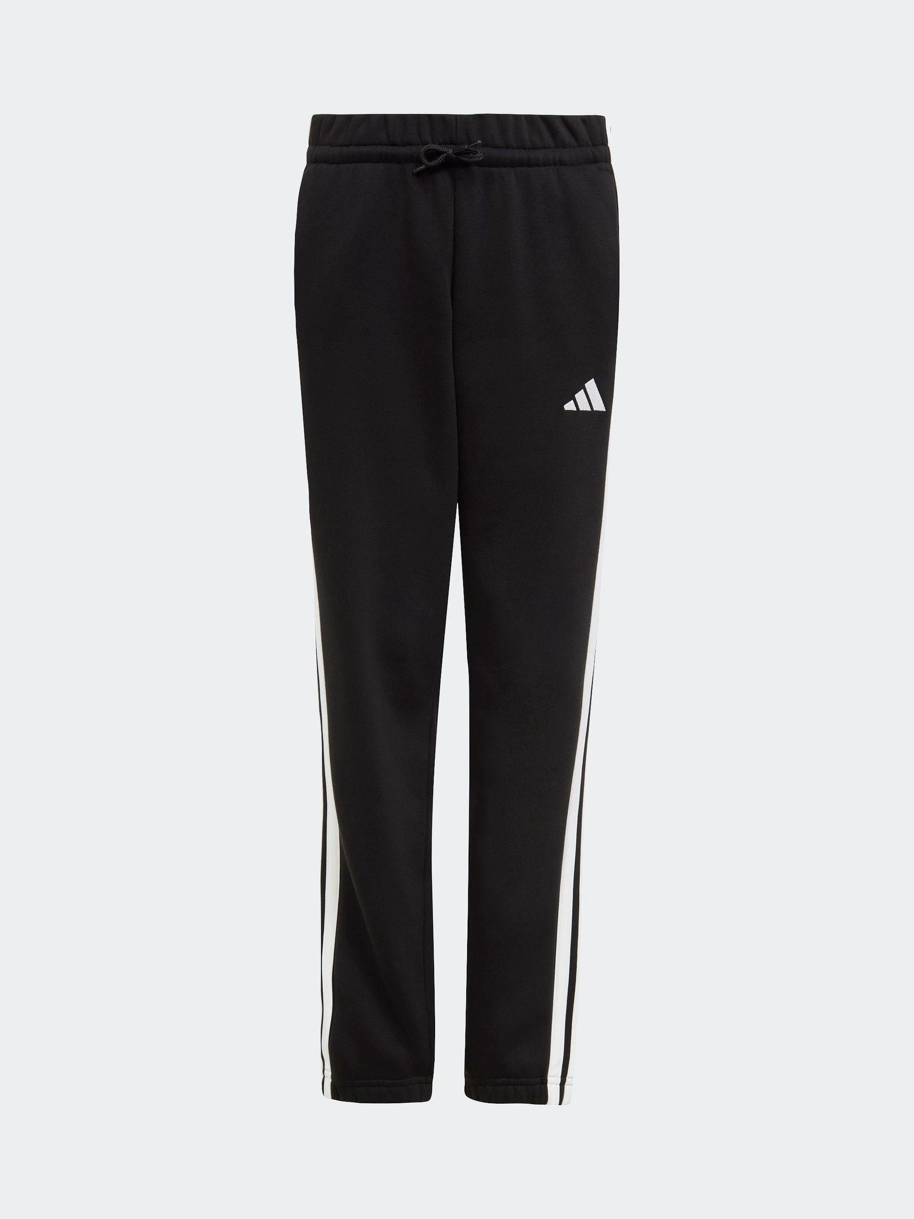 adidas Black 3 Stripe Fleece Joggers