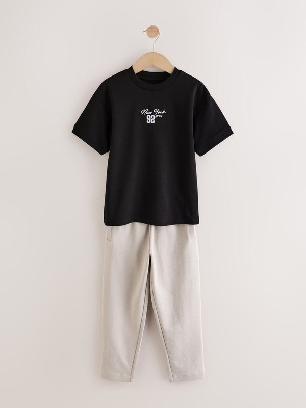 Black/Brown Short Sleeve T-Shirt and Joggers Set (3-16yrs)