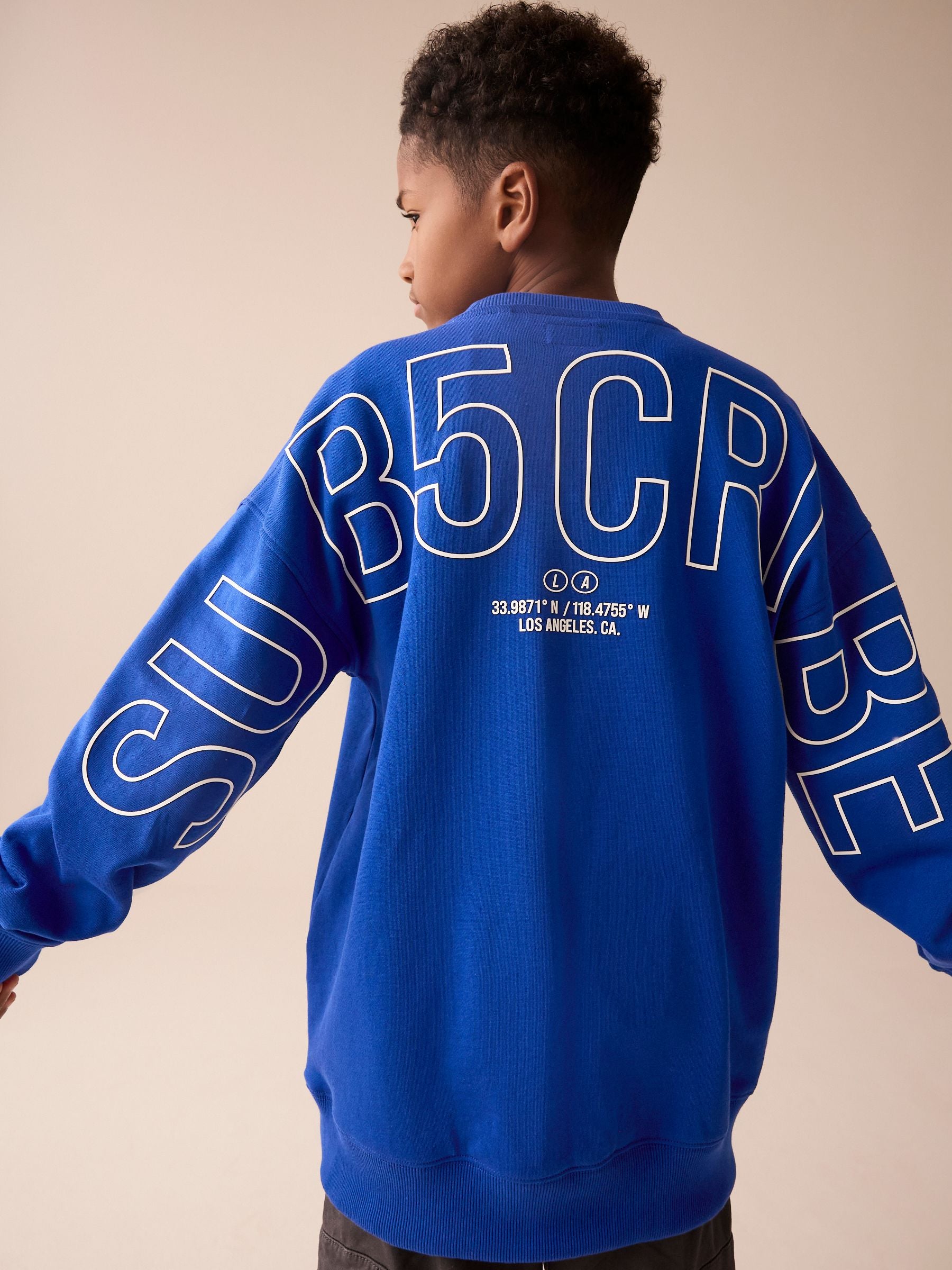 Cobalt Blue Subscribe Back Print Crew Neck Sweatshirt (3-16yrs)