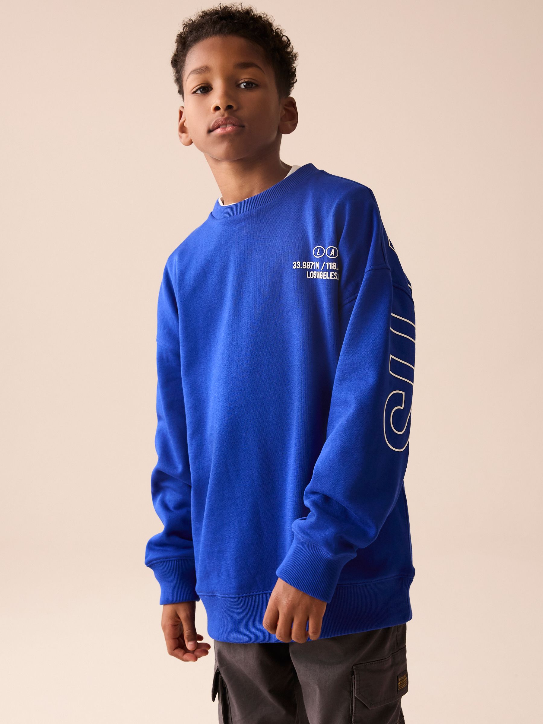 Cobalt Blue Subscribe Back Print Crew Neck Sweatshirt (3-16yrs)